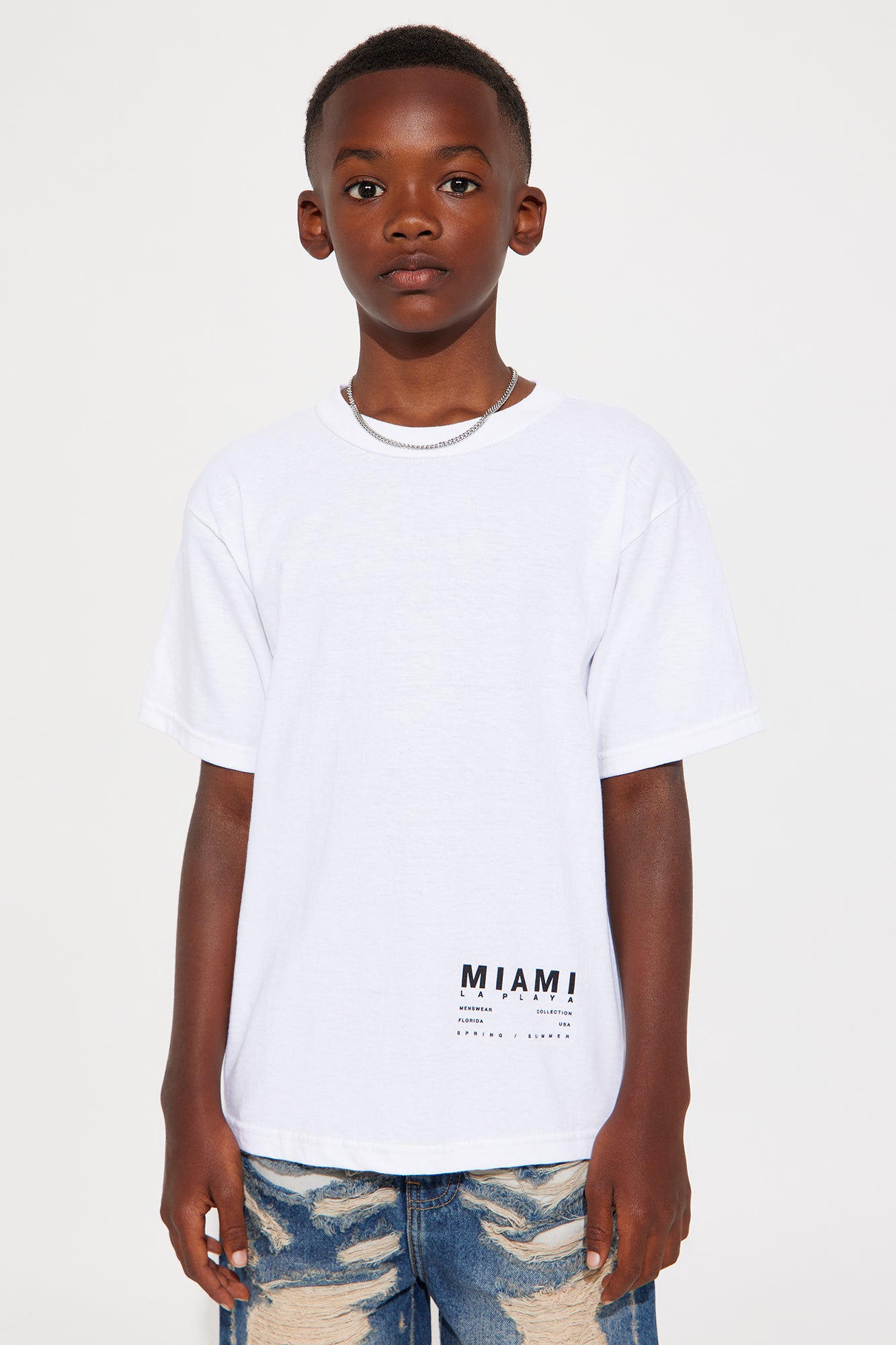 Mini Miami La Playa Collection Short Sleeve Front/Back Tee - White