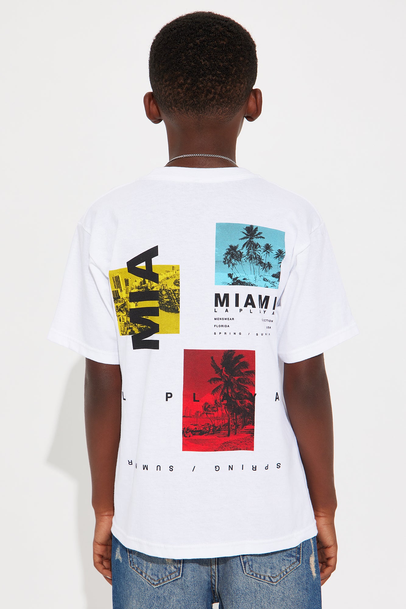 Mini Miami La Playa Collection Short Sleeve Front/Back Tee - White