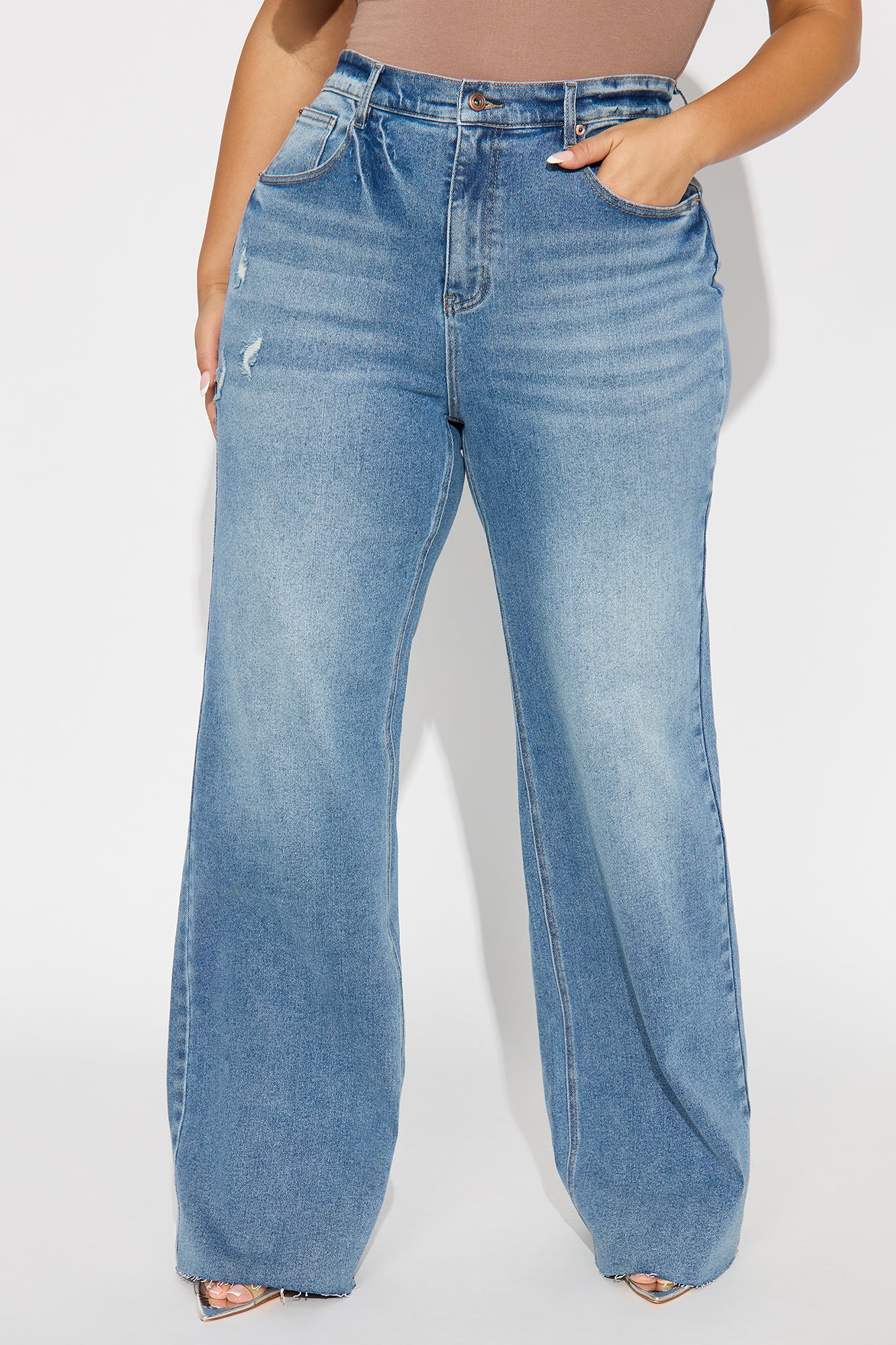Tall Nova 90's Baby Basic Stretch Wide Leg Jean - Medium Wash