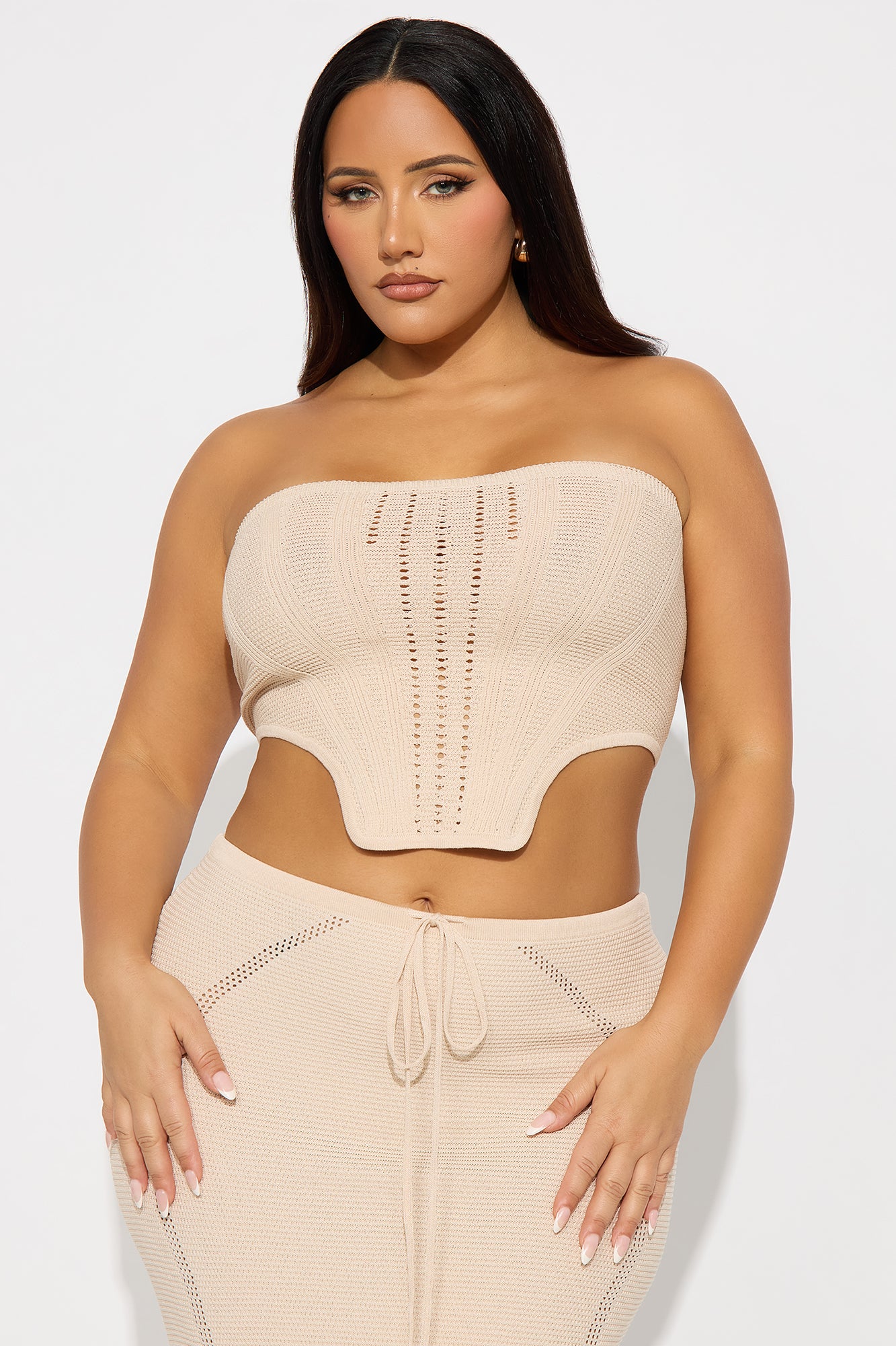 Lyla Crochet Maxi Skirt Set - Cream