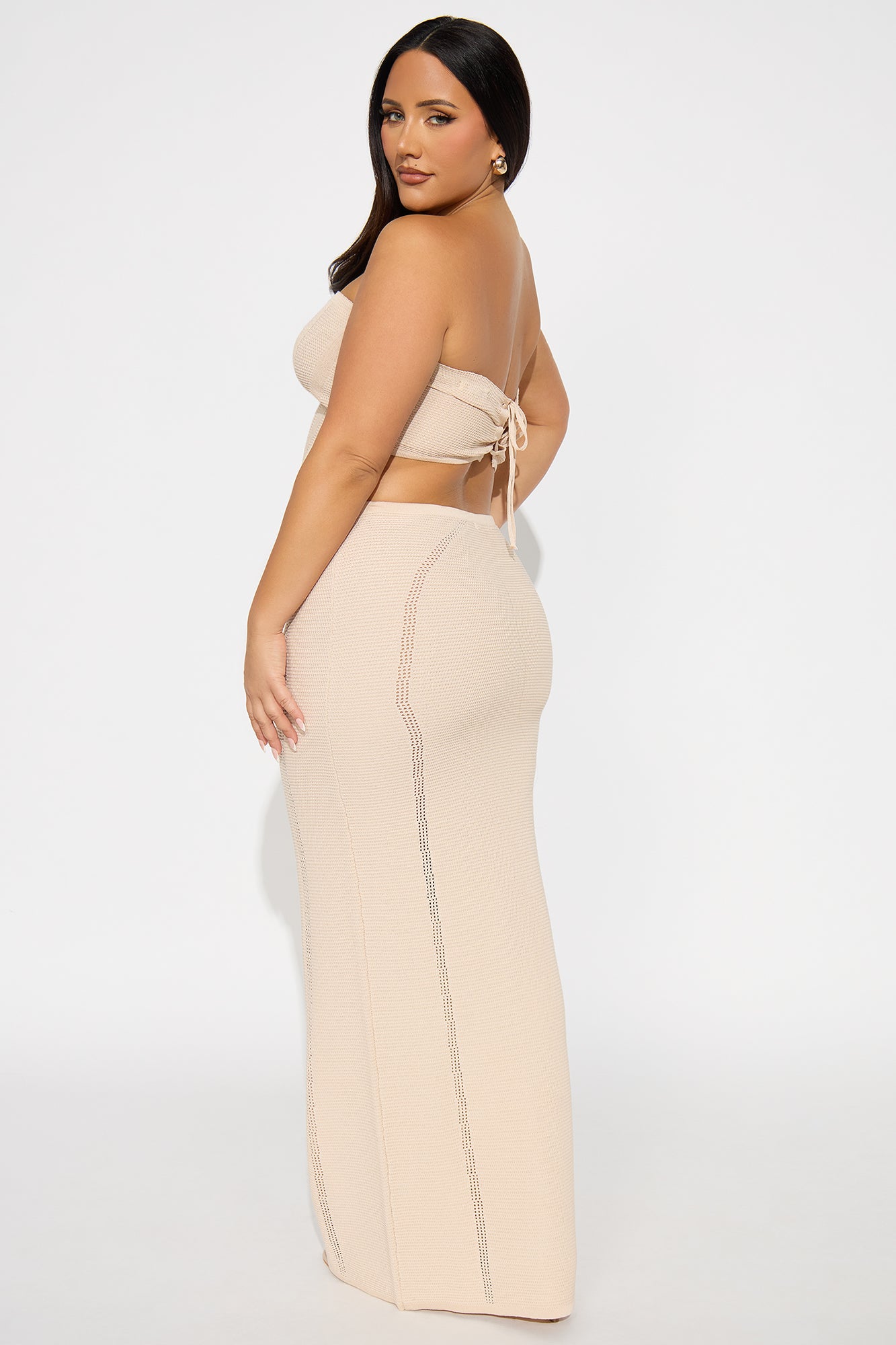 Lyla Crochet Maxi Skirt Set - Cream