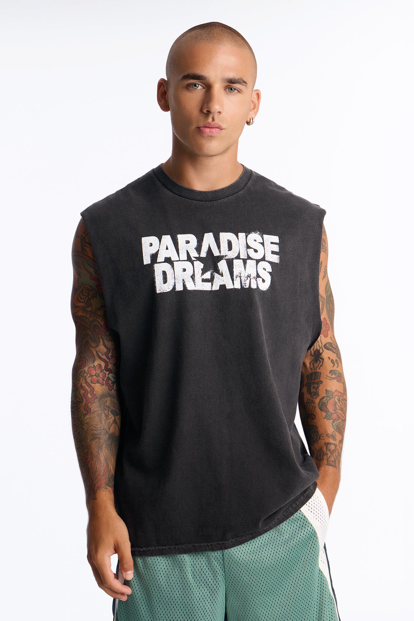 Paradise Dreams Star Vintage Muscle Tee - Black