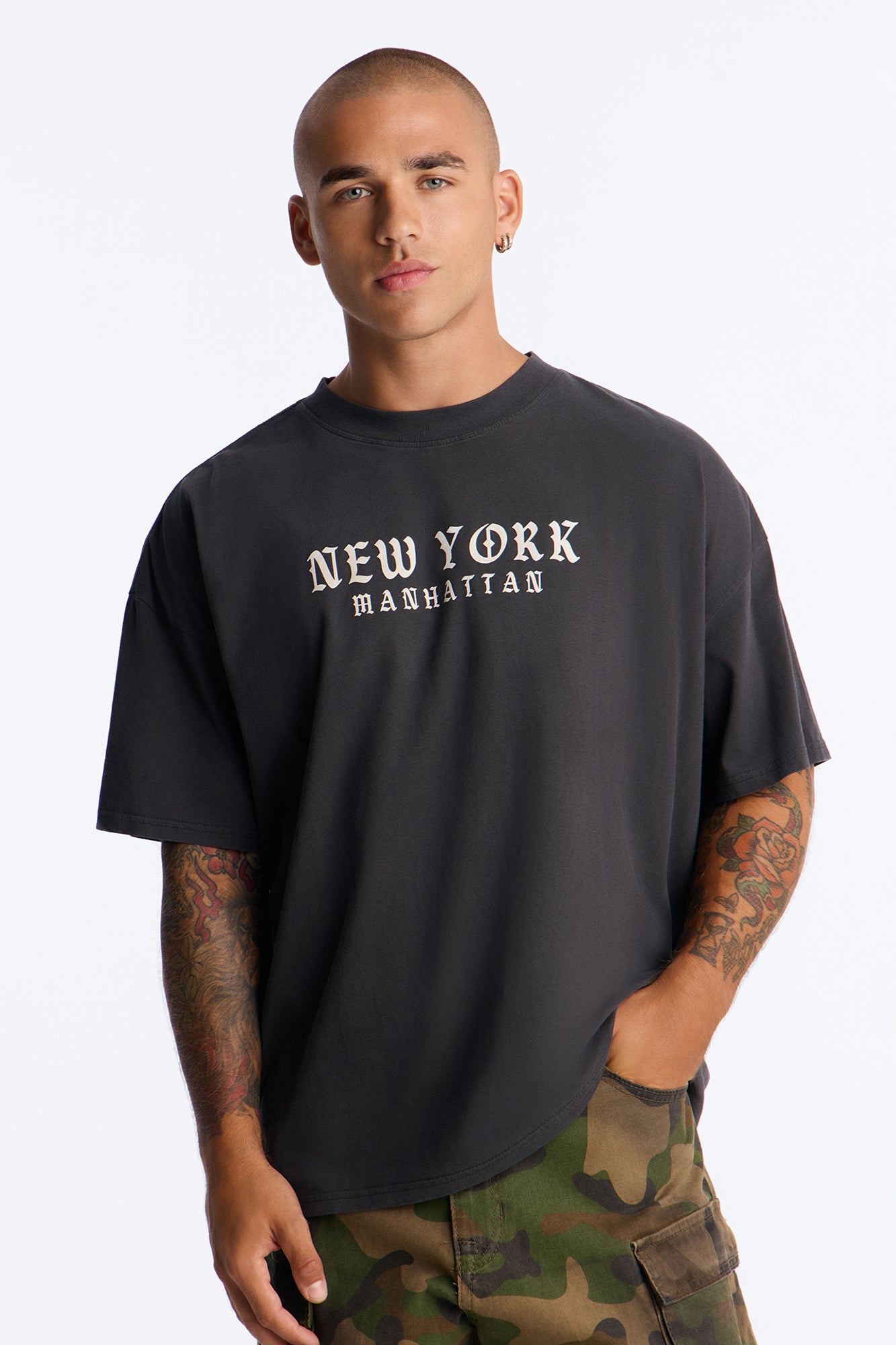 Manhattan New York Short Sleeve Tee - Washed Black