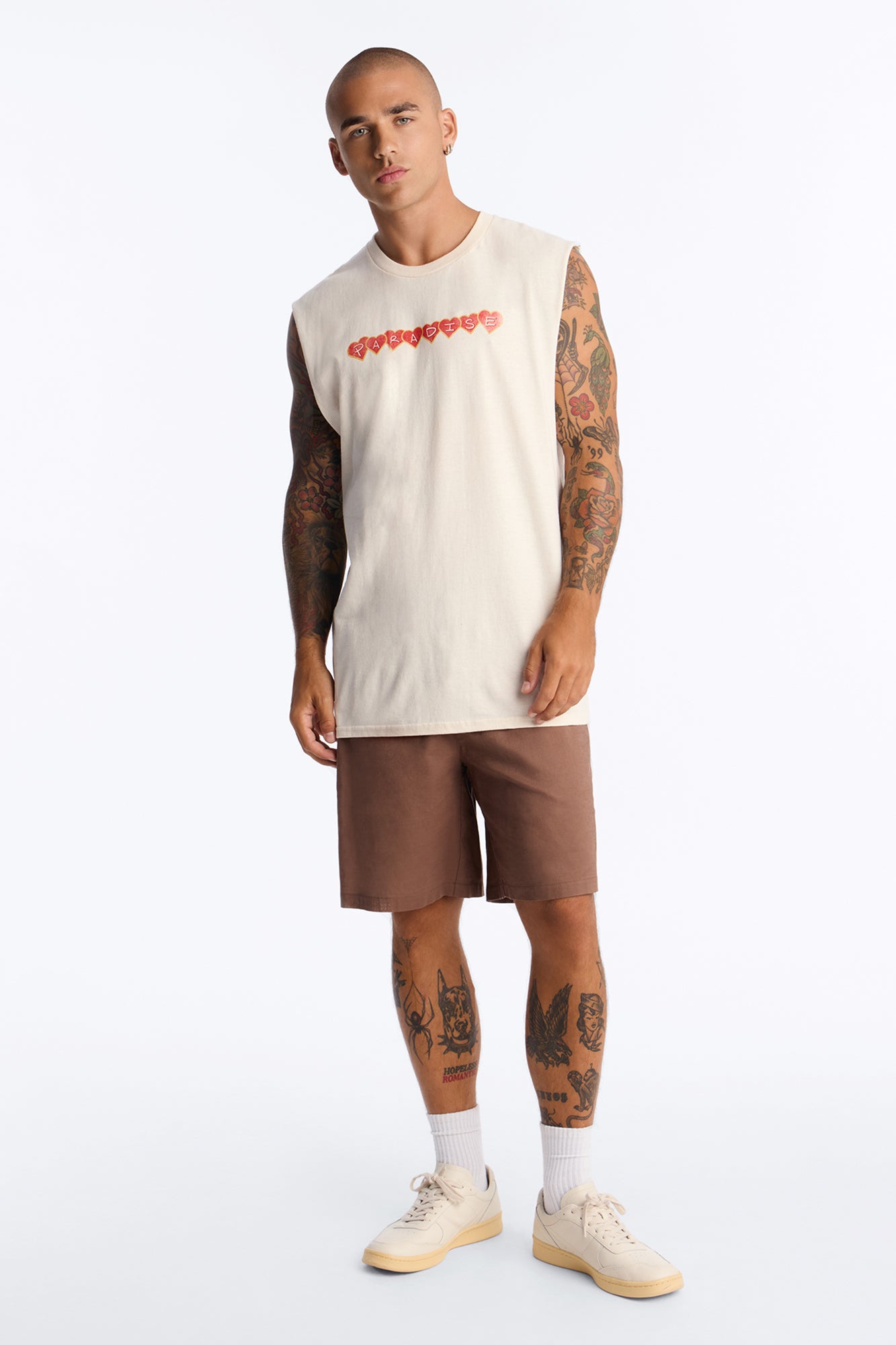 Angel Paradise Oversized Muscle Tee - Cream