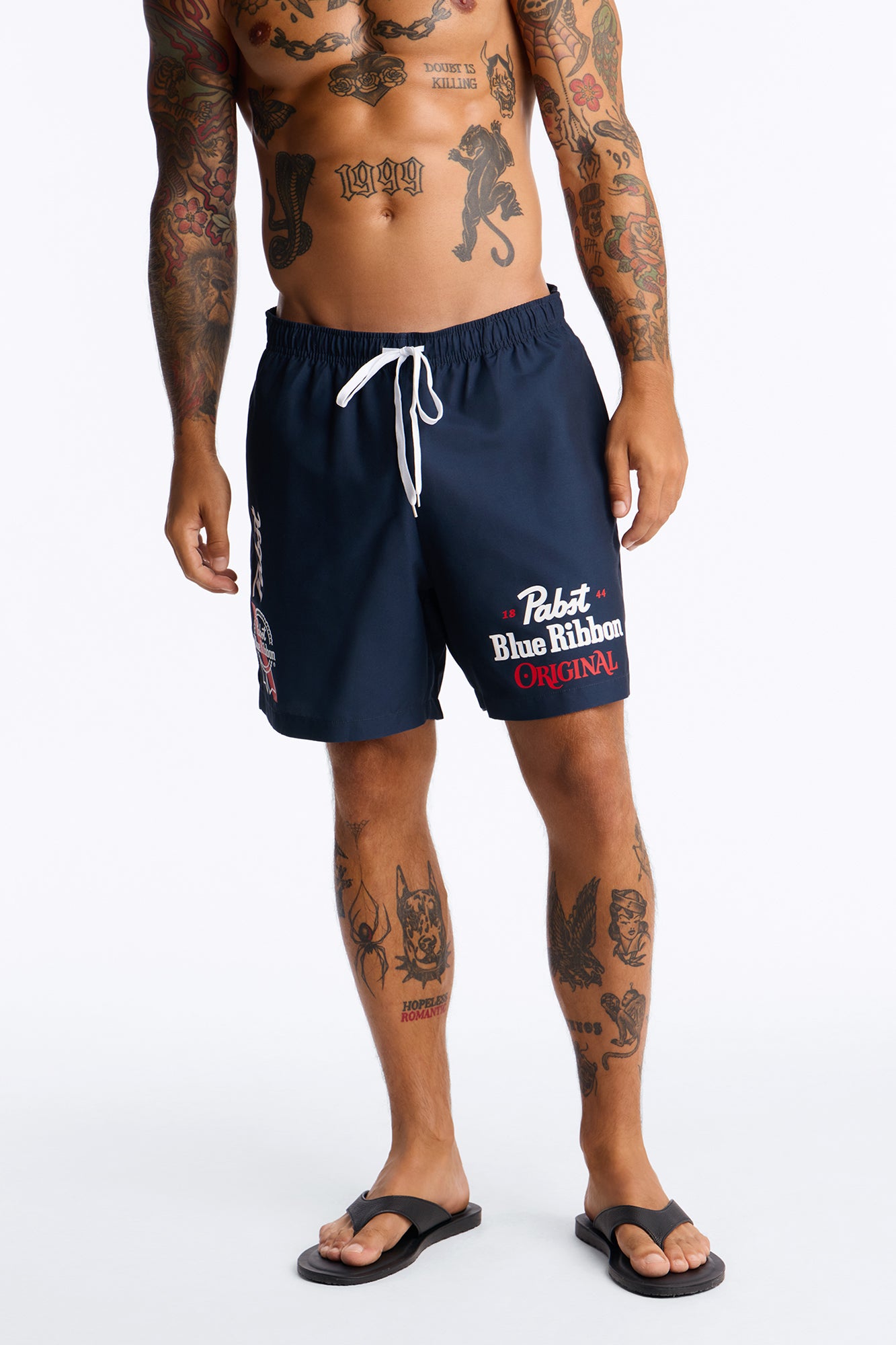 PBR Iconic Summer Swim Trunk 7″ - Navy/combo