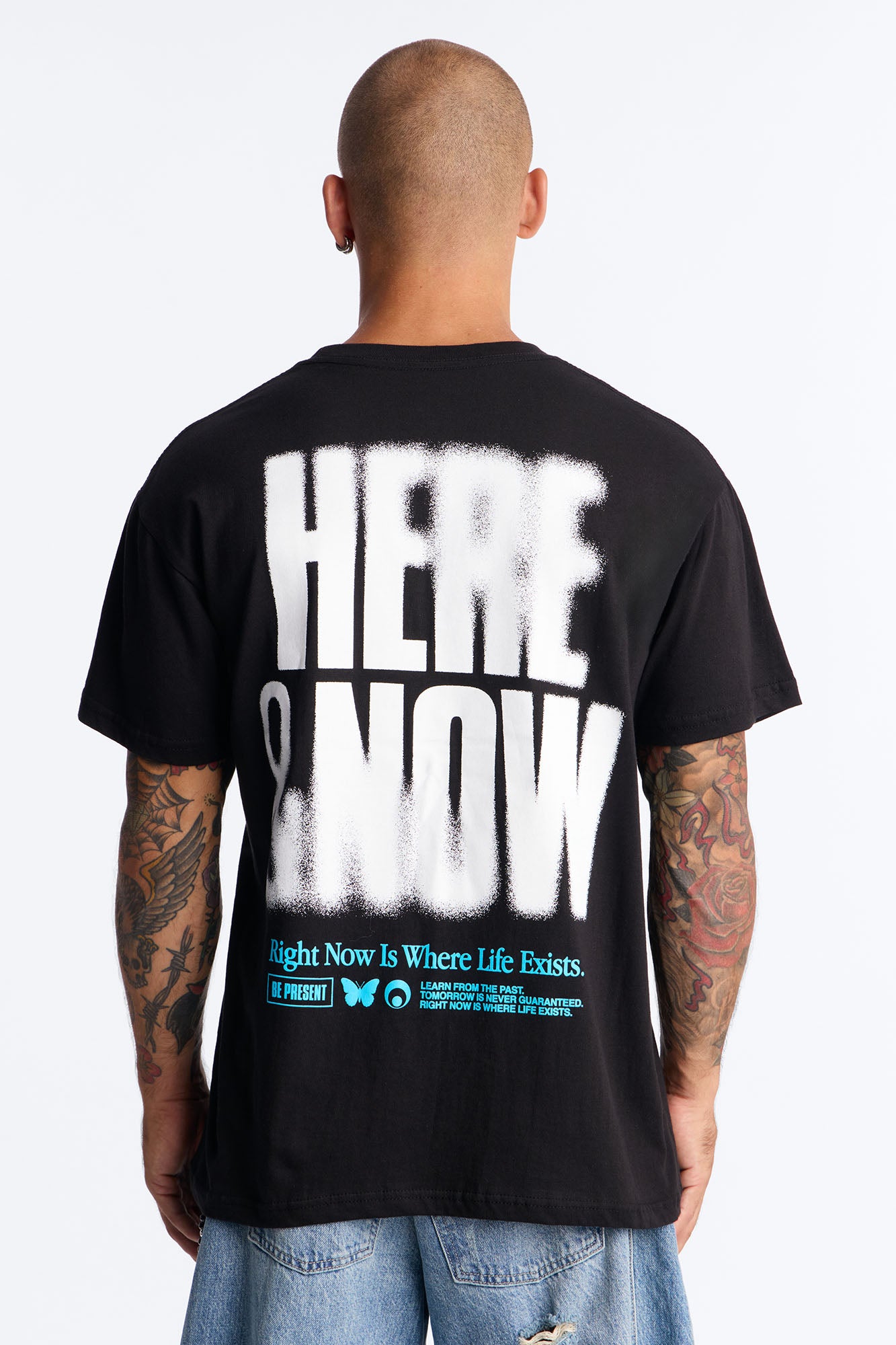 Here And Now Right Now Oversized Short Sleeve Tee - Black