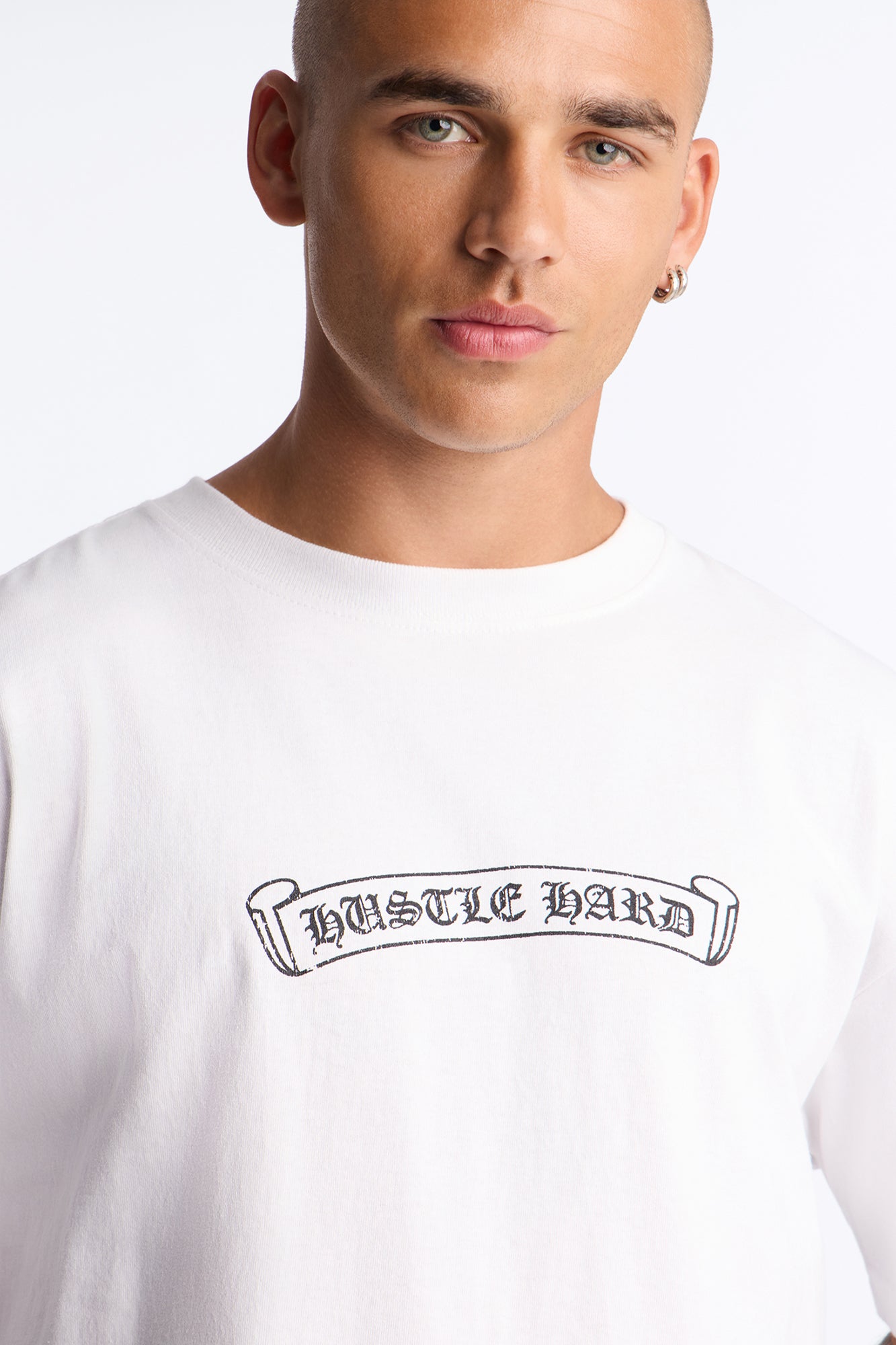 Hustle Hard Boxy Short Sleeve Tee - White