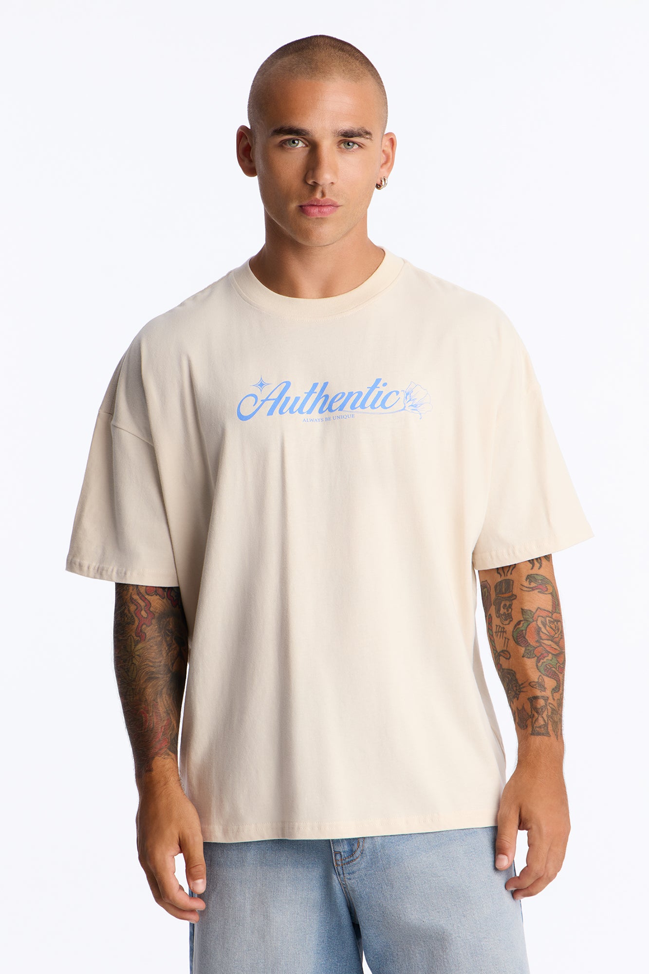 Authentic Since 1996 Oversized Short Sleeve Tee - Off White