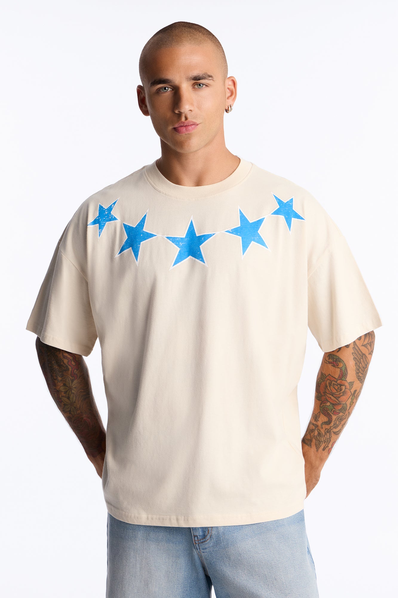 5 Star Boxy Short Sleeve Tee - Off White