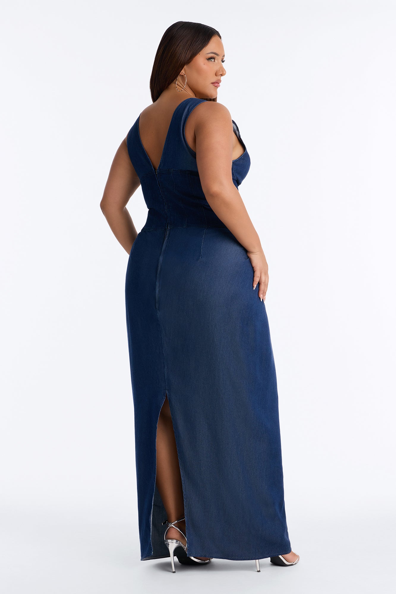 Melody Corset Denim Maxi Dress - Dark Denim