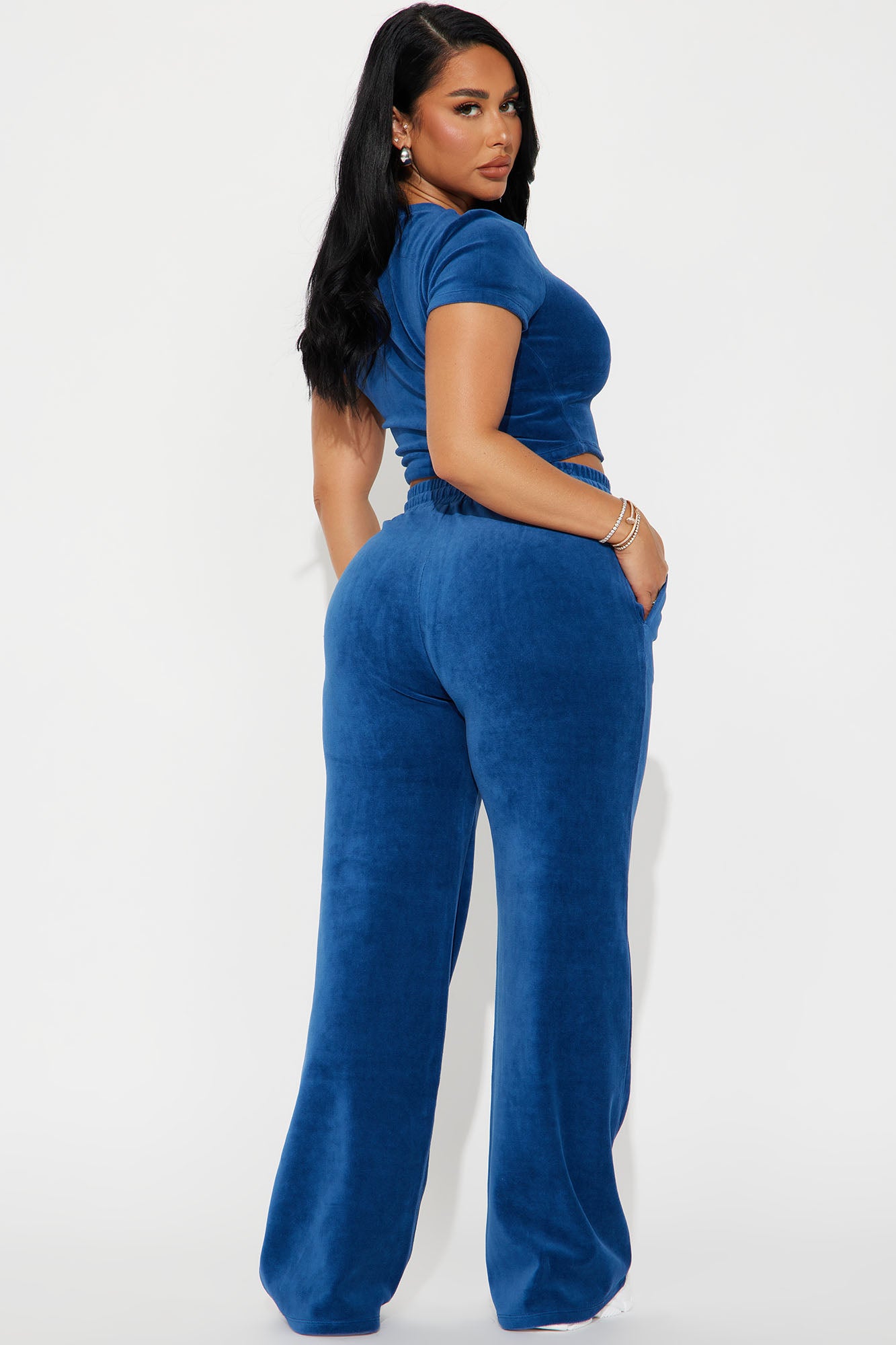 OG Trendsetter Velour Baby Tee Set - Navy