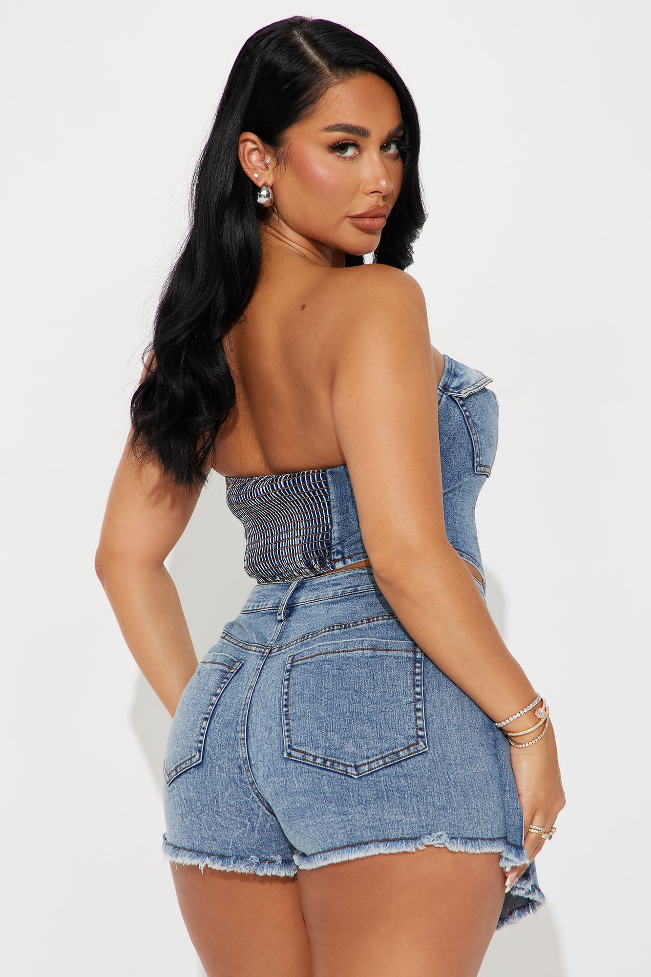 Nayeli Denim Skort Set - Medium Wash