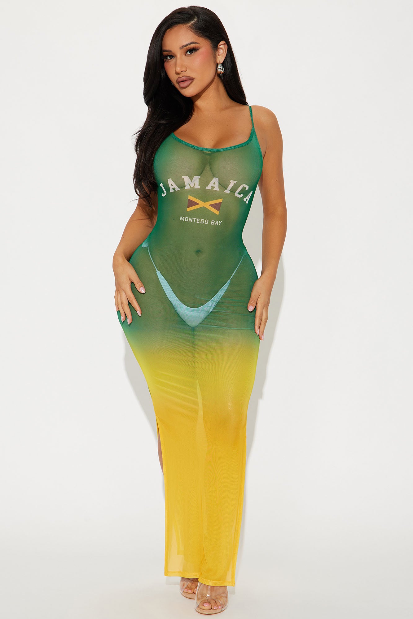 Jamaica Athletics Cover Up Maxi Dress - Green/combo