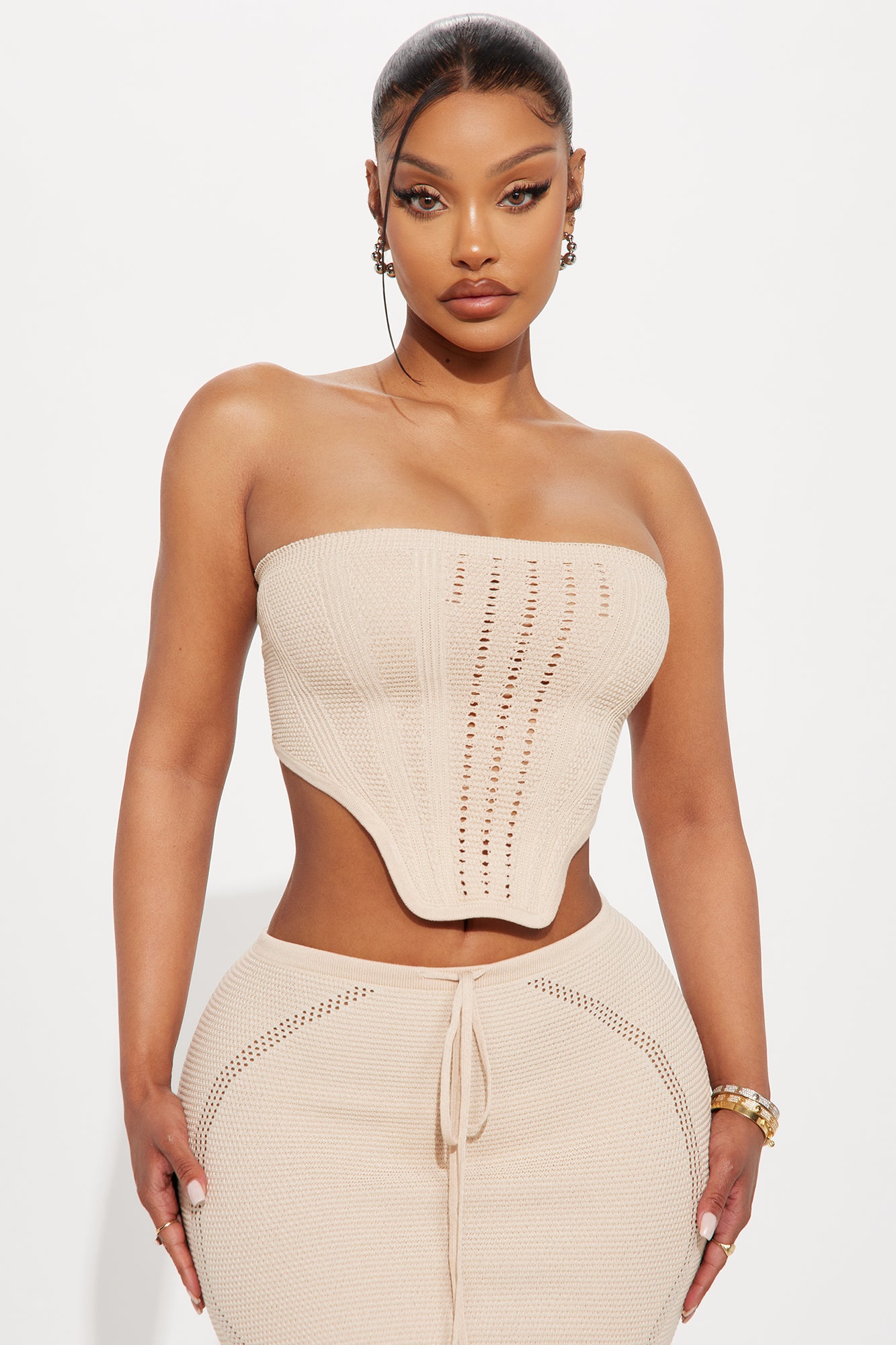 Lyla Crochet Maxi Skirt Set - Cream