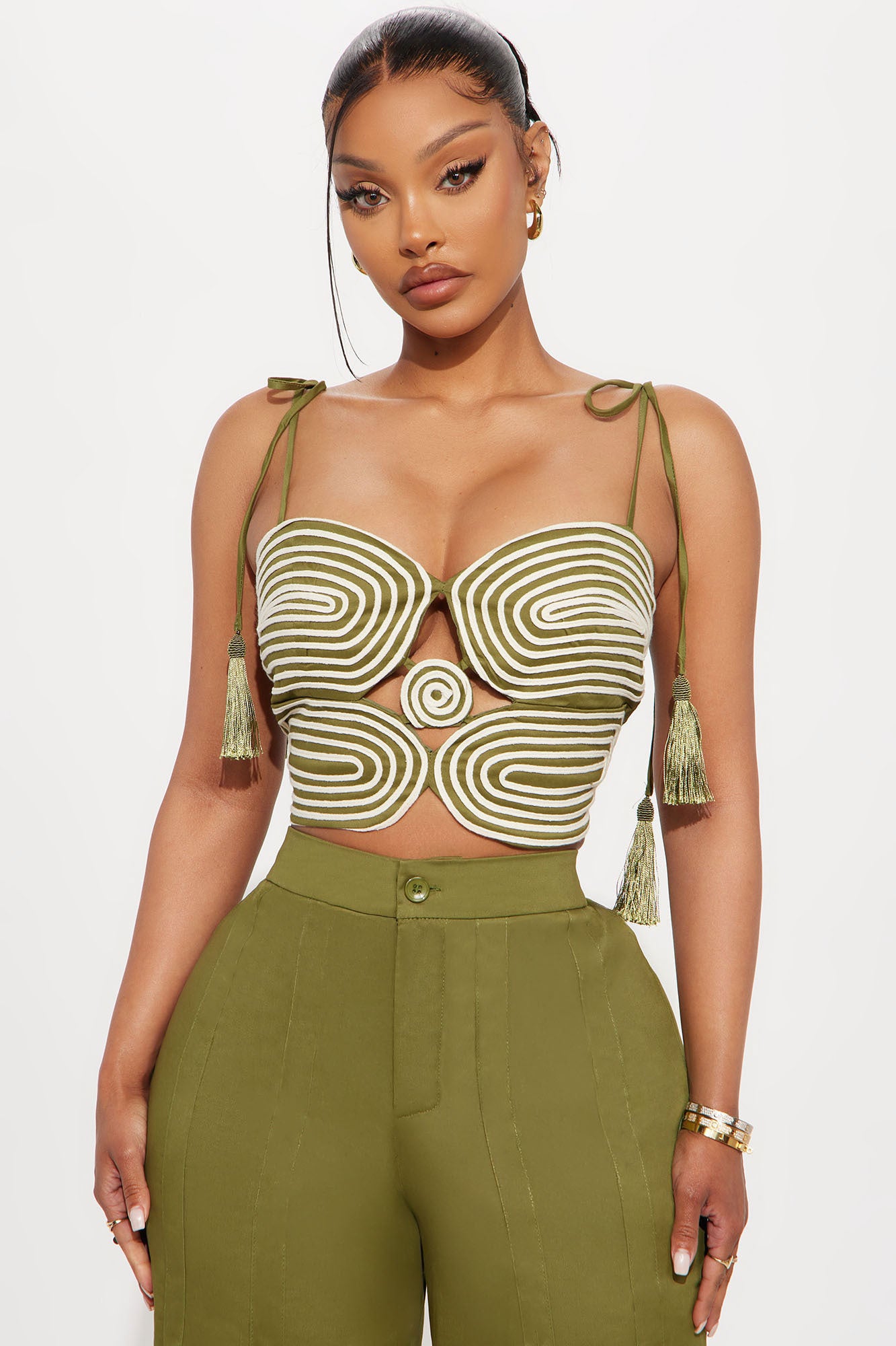 Finally Found You Embroidered Pant Set - Olive