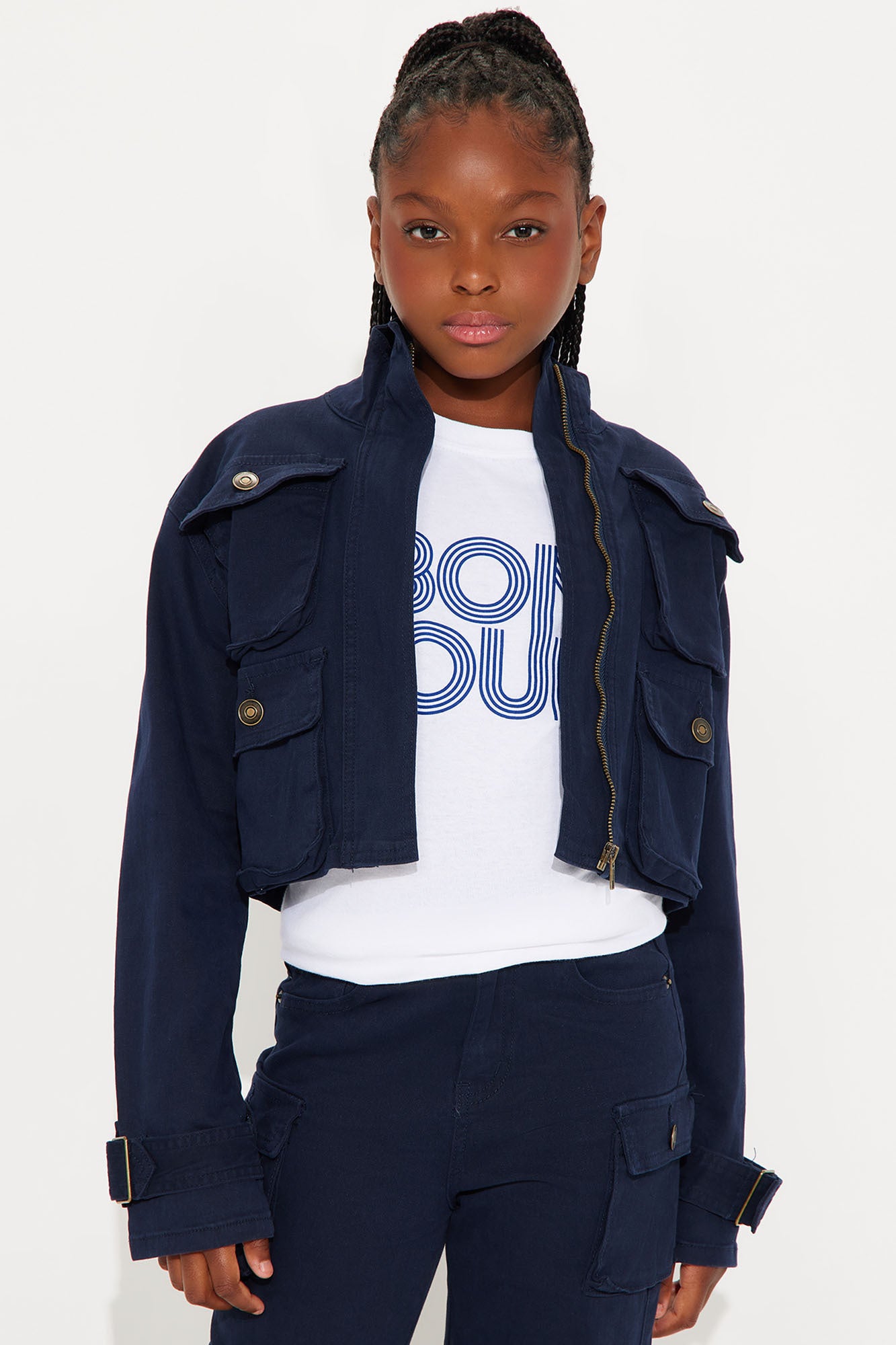 Mini Billie Goes To School Cargo Twill Jacket - Navy