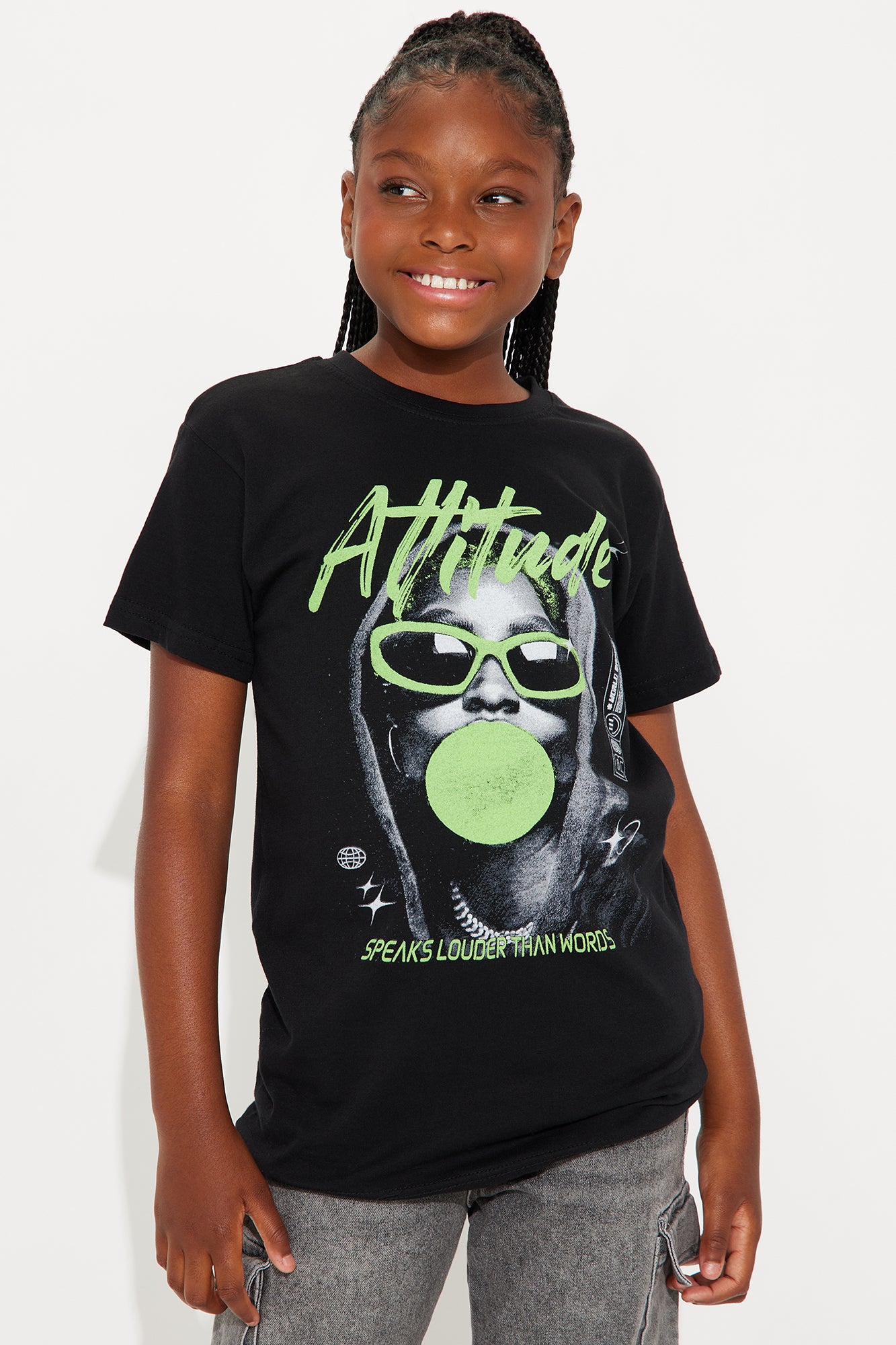 Mini Attitude Runs Deep Oversized Tee - Black