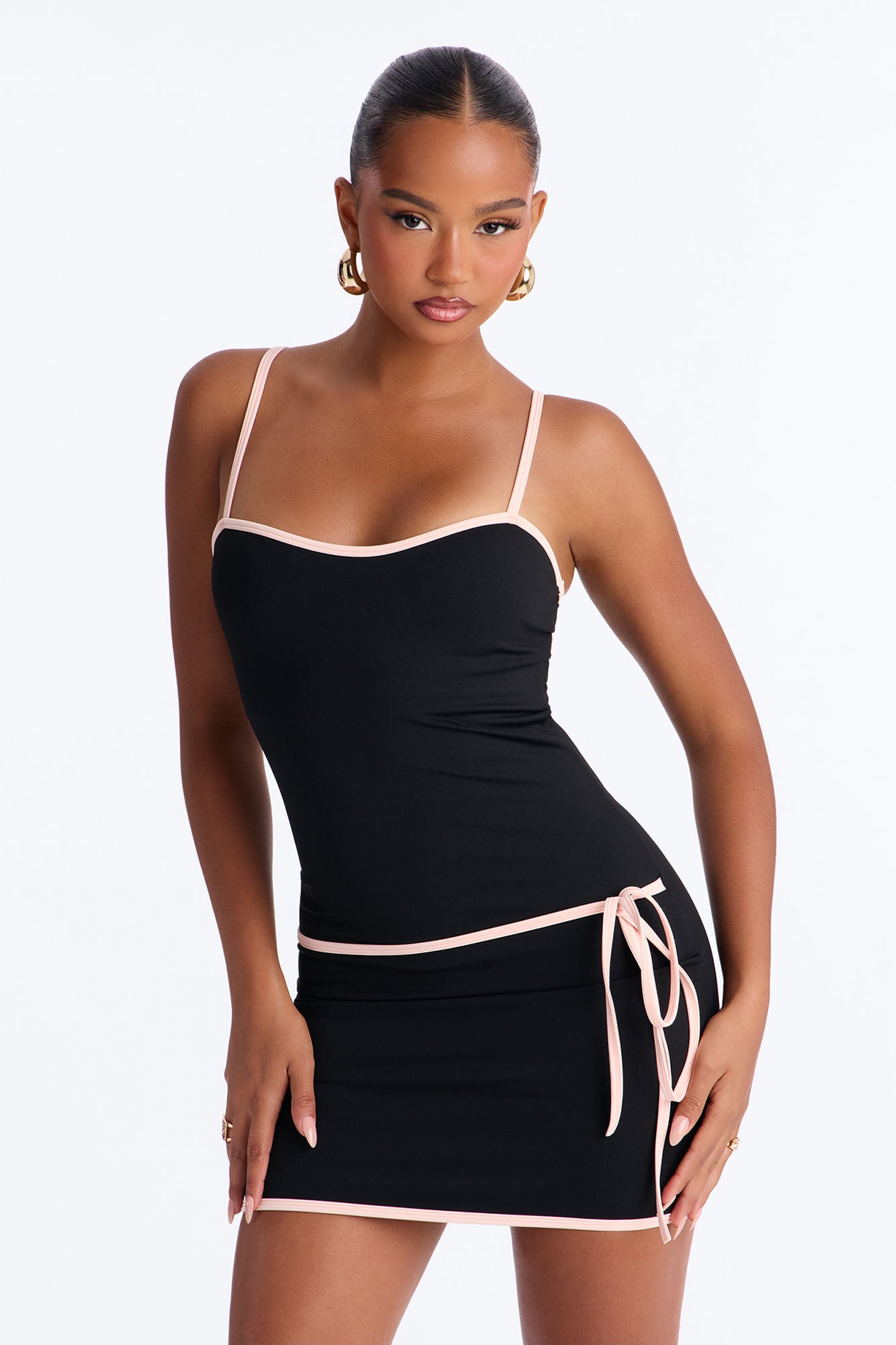 Lexi Spaghetti Strap Mini Dress - Black/Pink