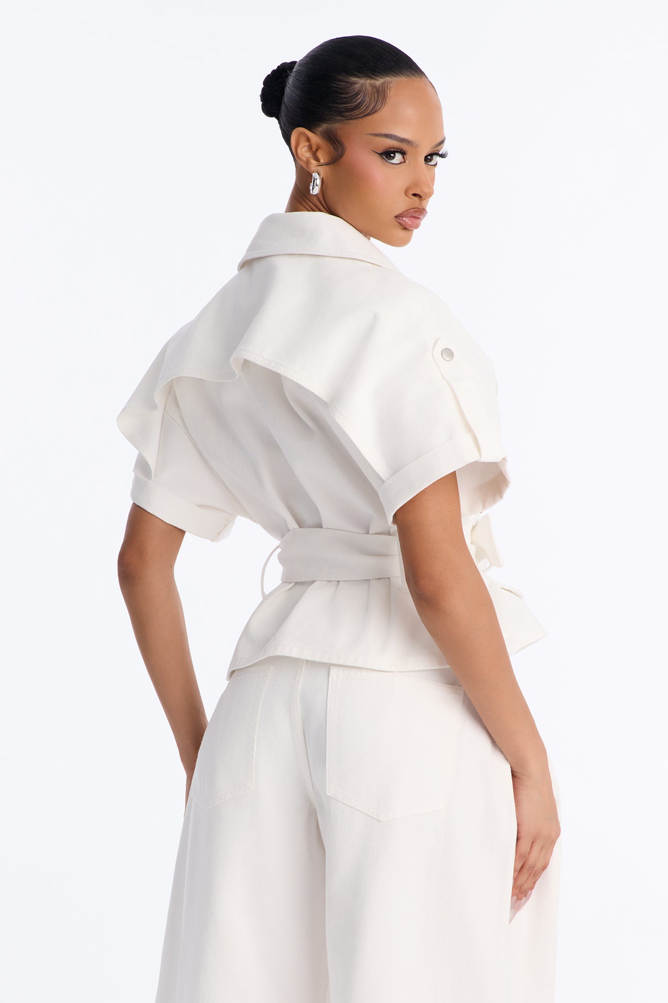 Tatiana Twill Moto Jacket - Ivory