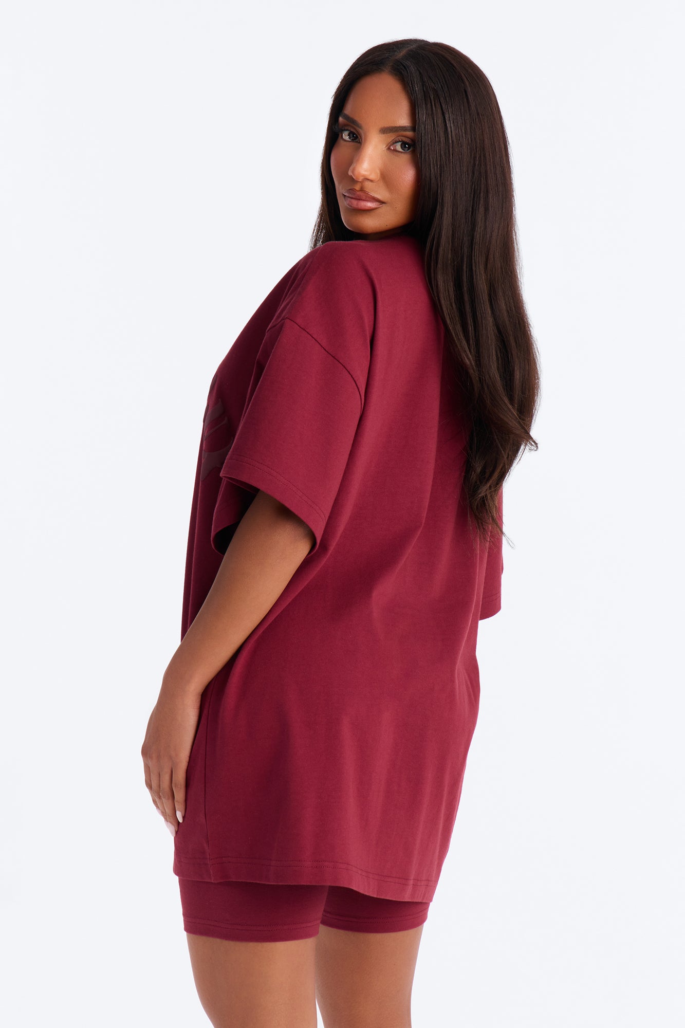 Sporty & Lux Biker Short Set - Burgundy