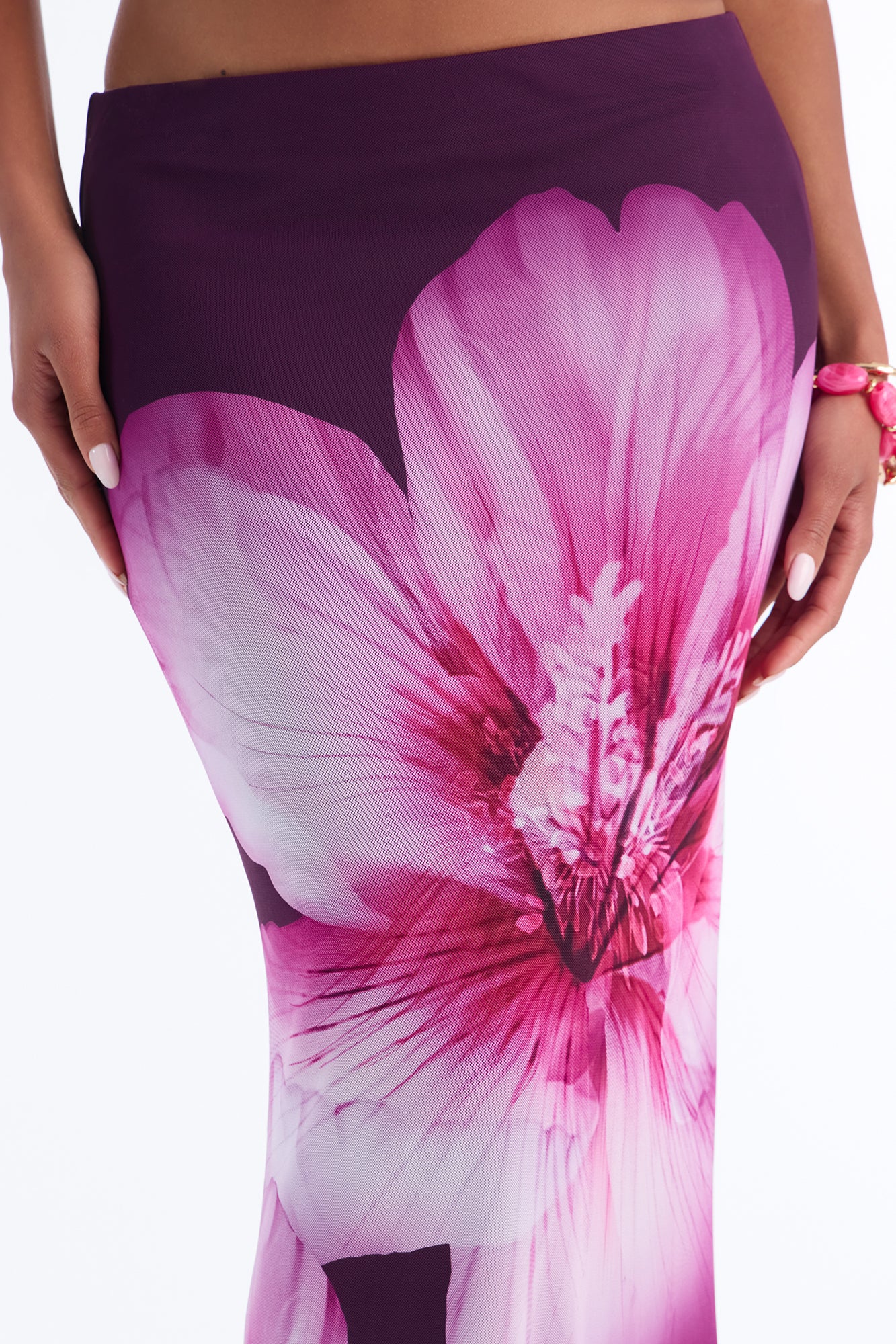 Isla Floral Mesh Maxi Skirt - Purple/combo