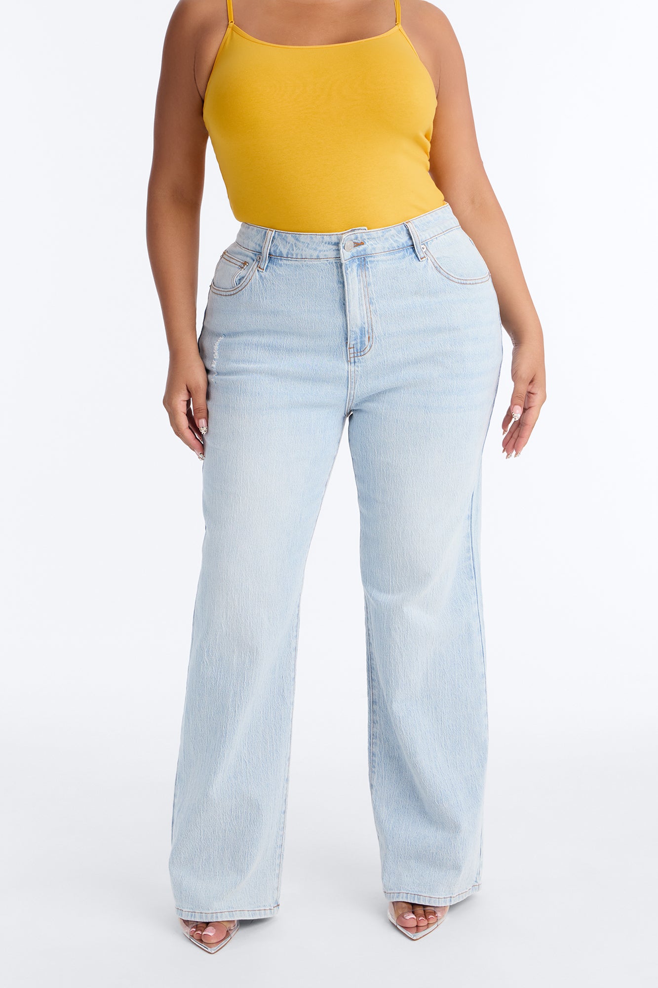 Next Chapter High Rise Stretch Straight Leg Jeans - Light Wash