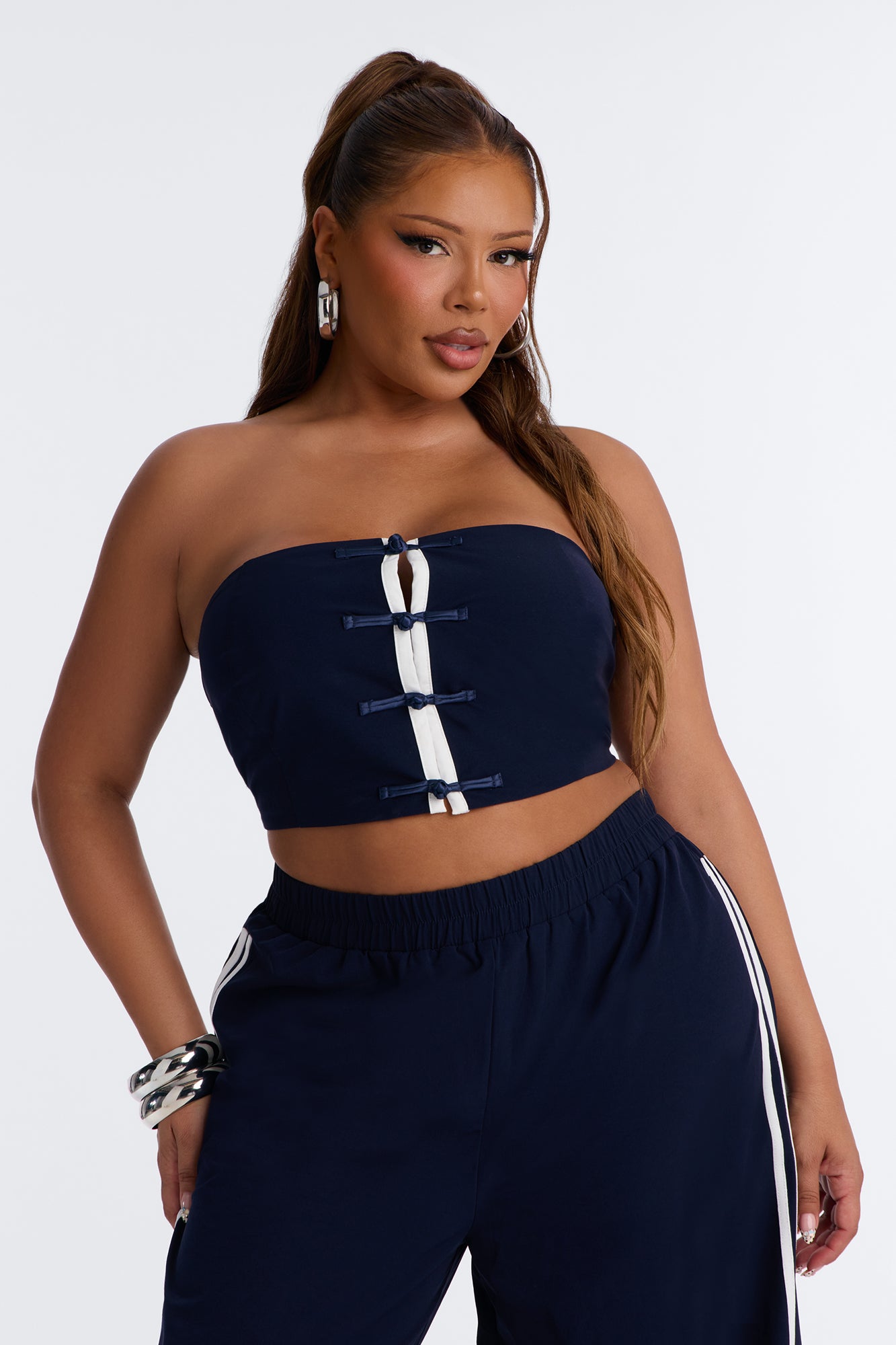 It Girl Windbreaker Wide Leg Pant Set - Navy