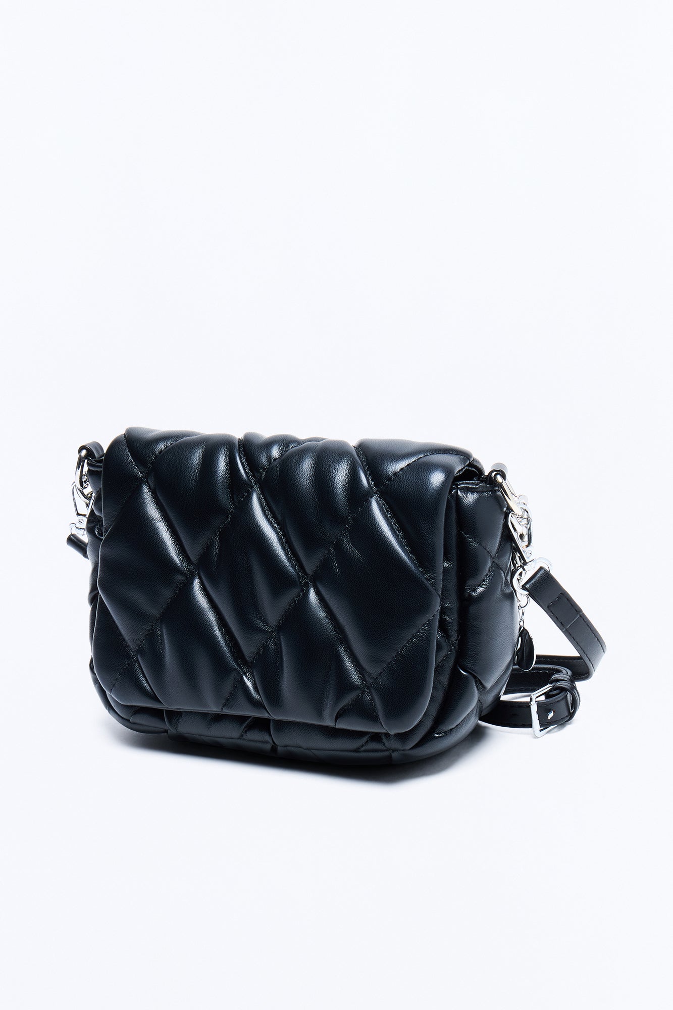 Pillow Talk Faux Leather Shoulder Handbag - Black