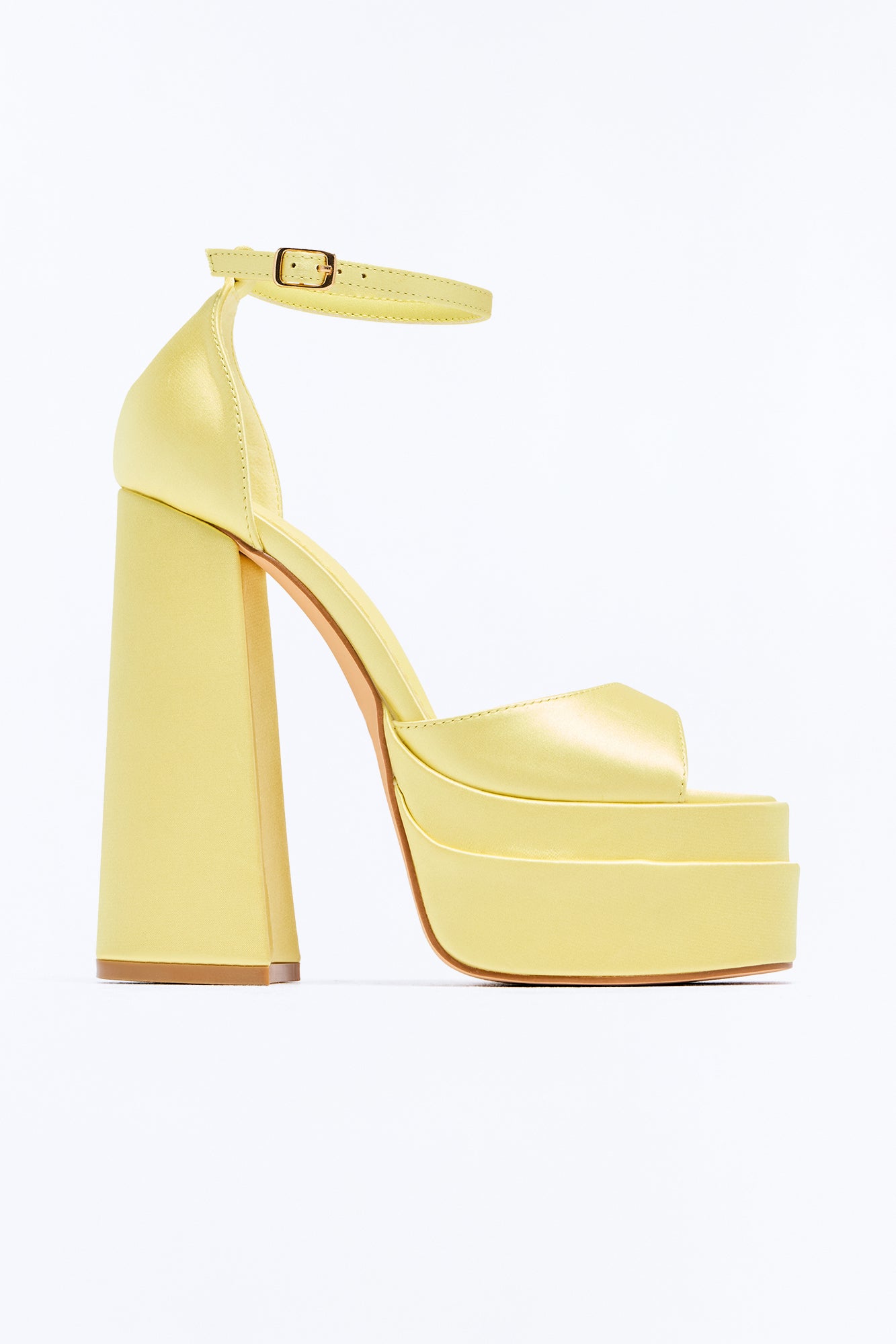 Celia Satin Ultra Platform Heels - Yellow