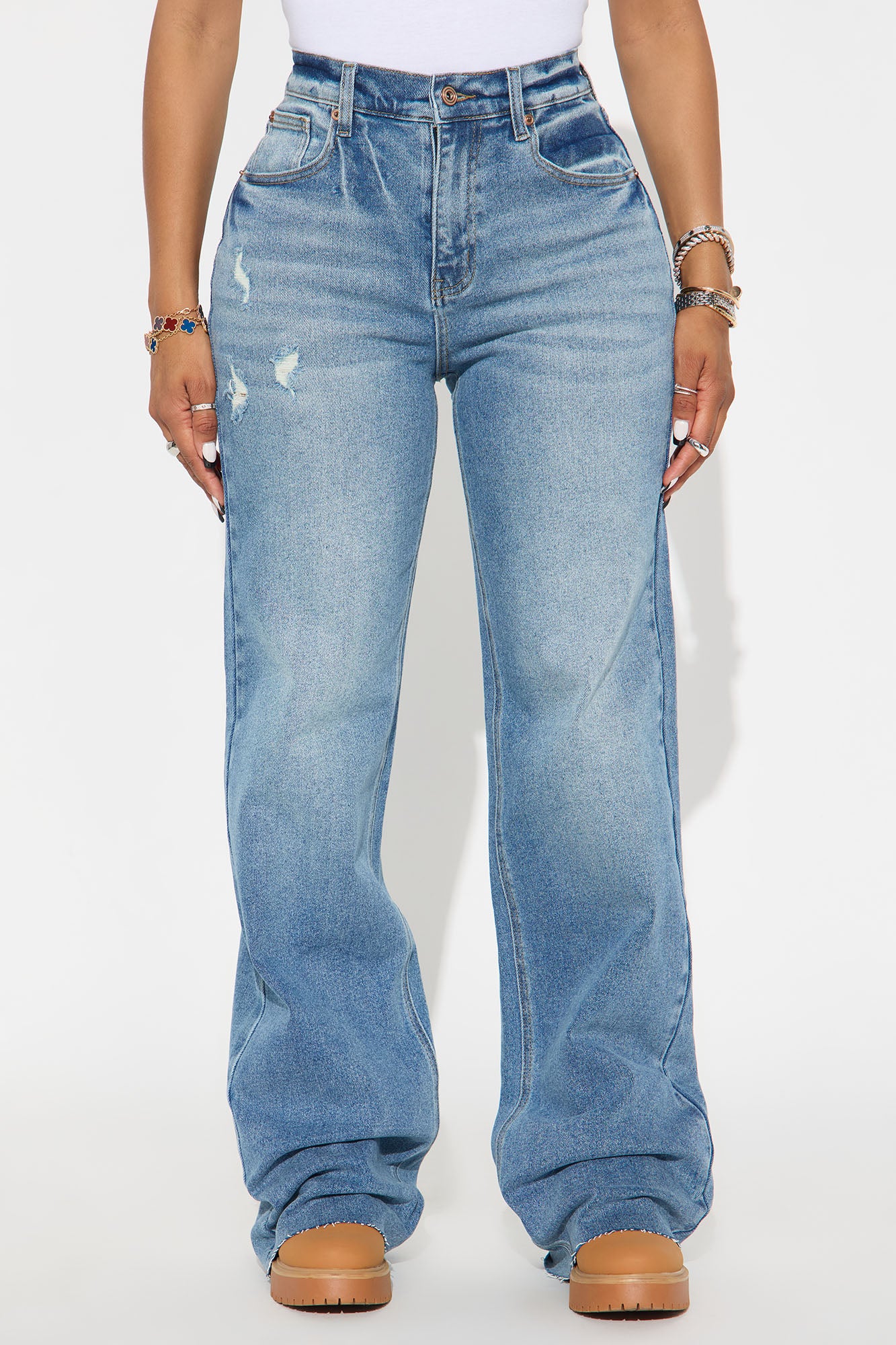 Tall Nova 90's Baby Basic Stretch Wide Leg Jean - Medium Wash