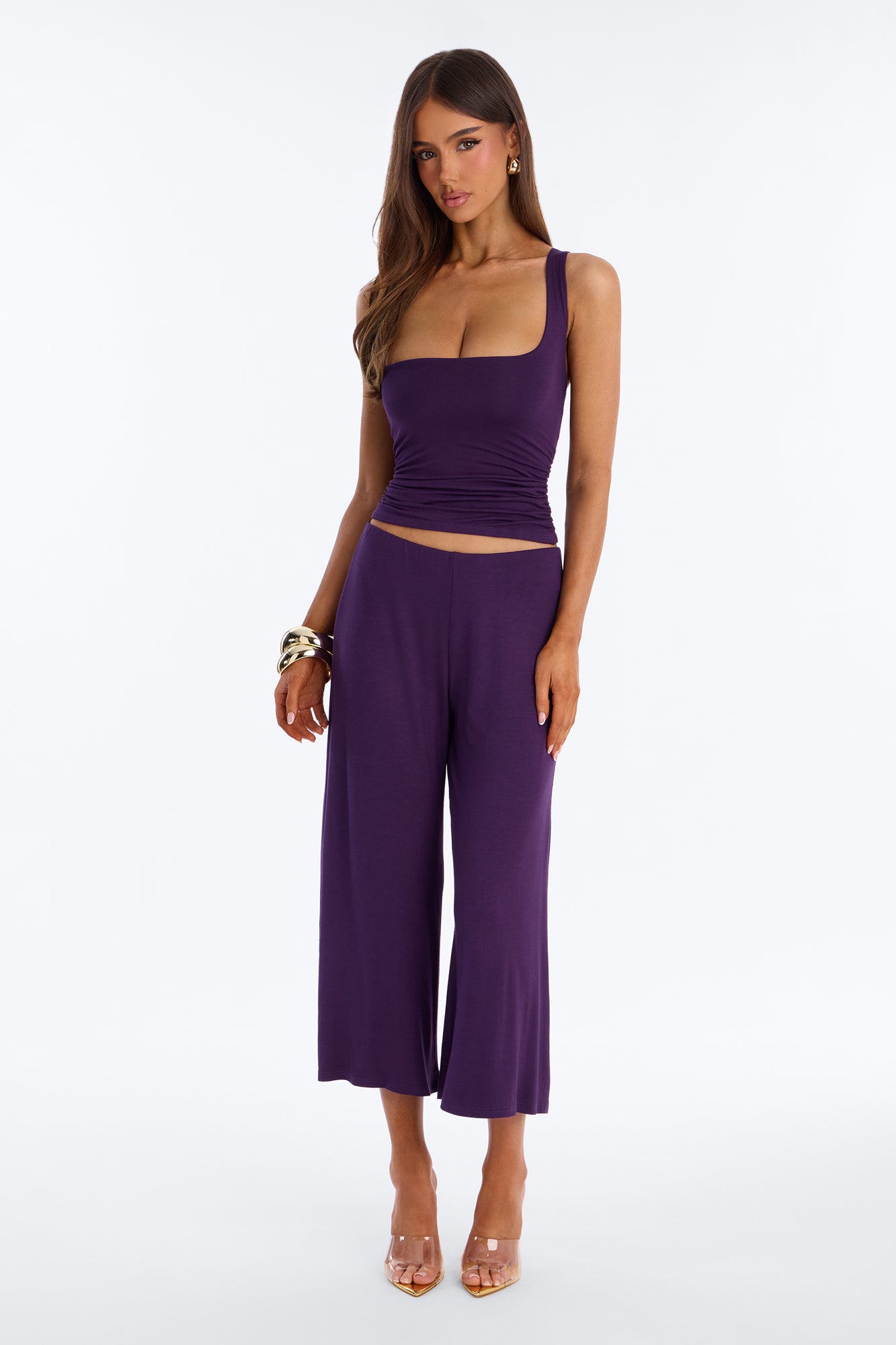 Cool Girl Gaucho Pant Set - Plum
