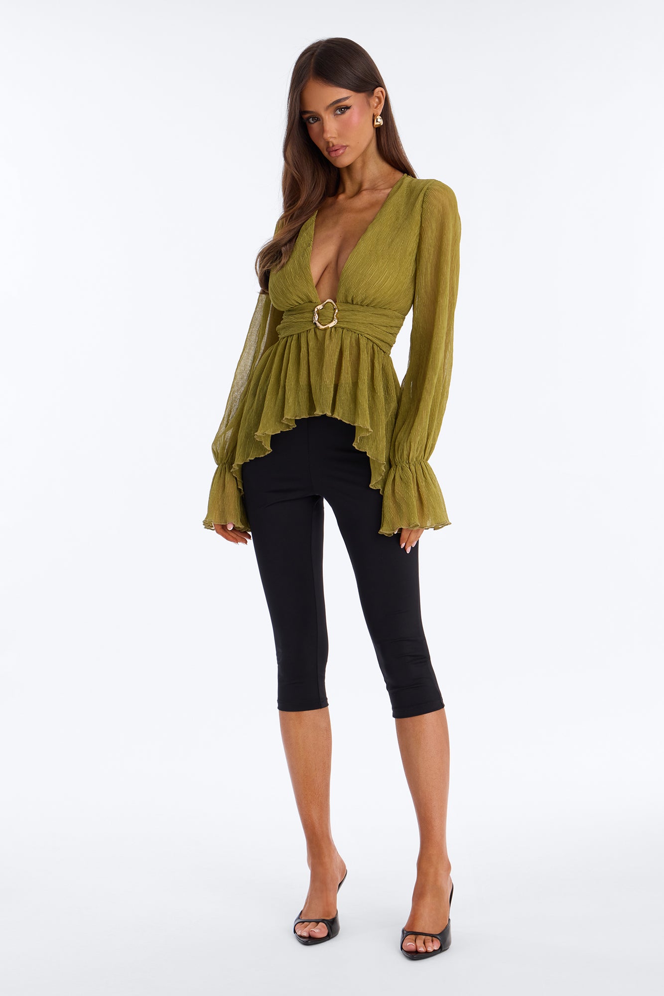 Romantic Drift Plisse Top - Sage