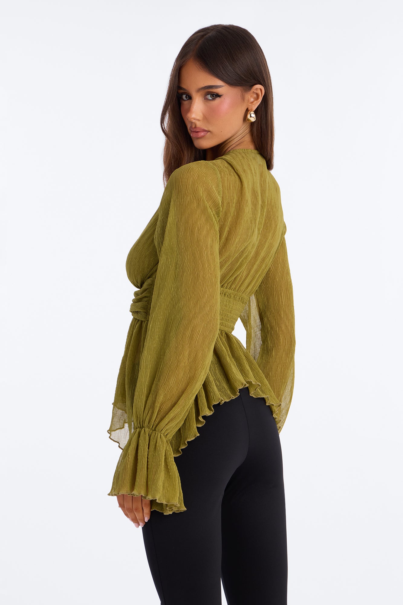 Romantic Drift Plisse Top - Sage