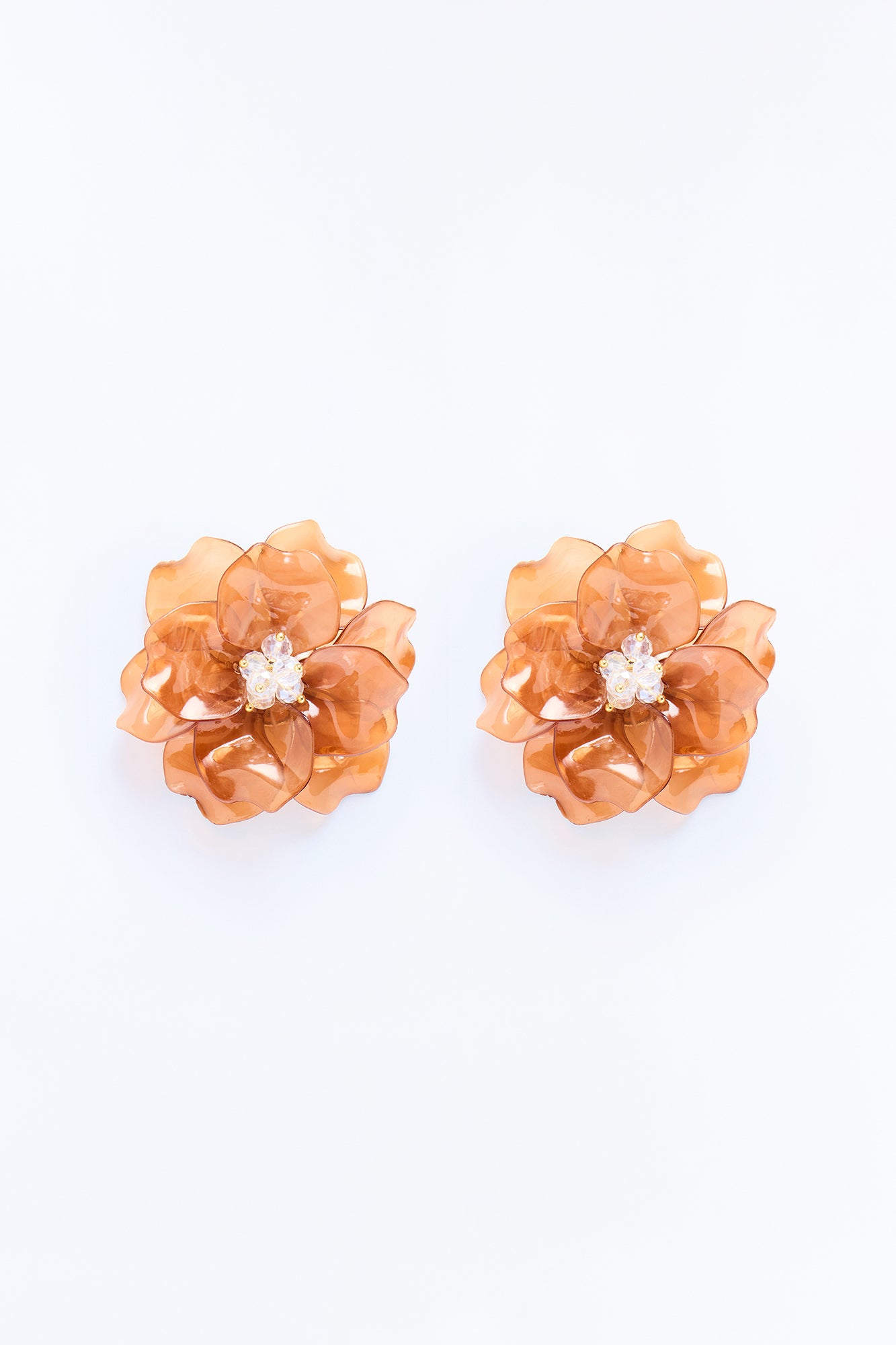 Rustic Blossom Stud Earrings - Brown/combo