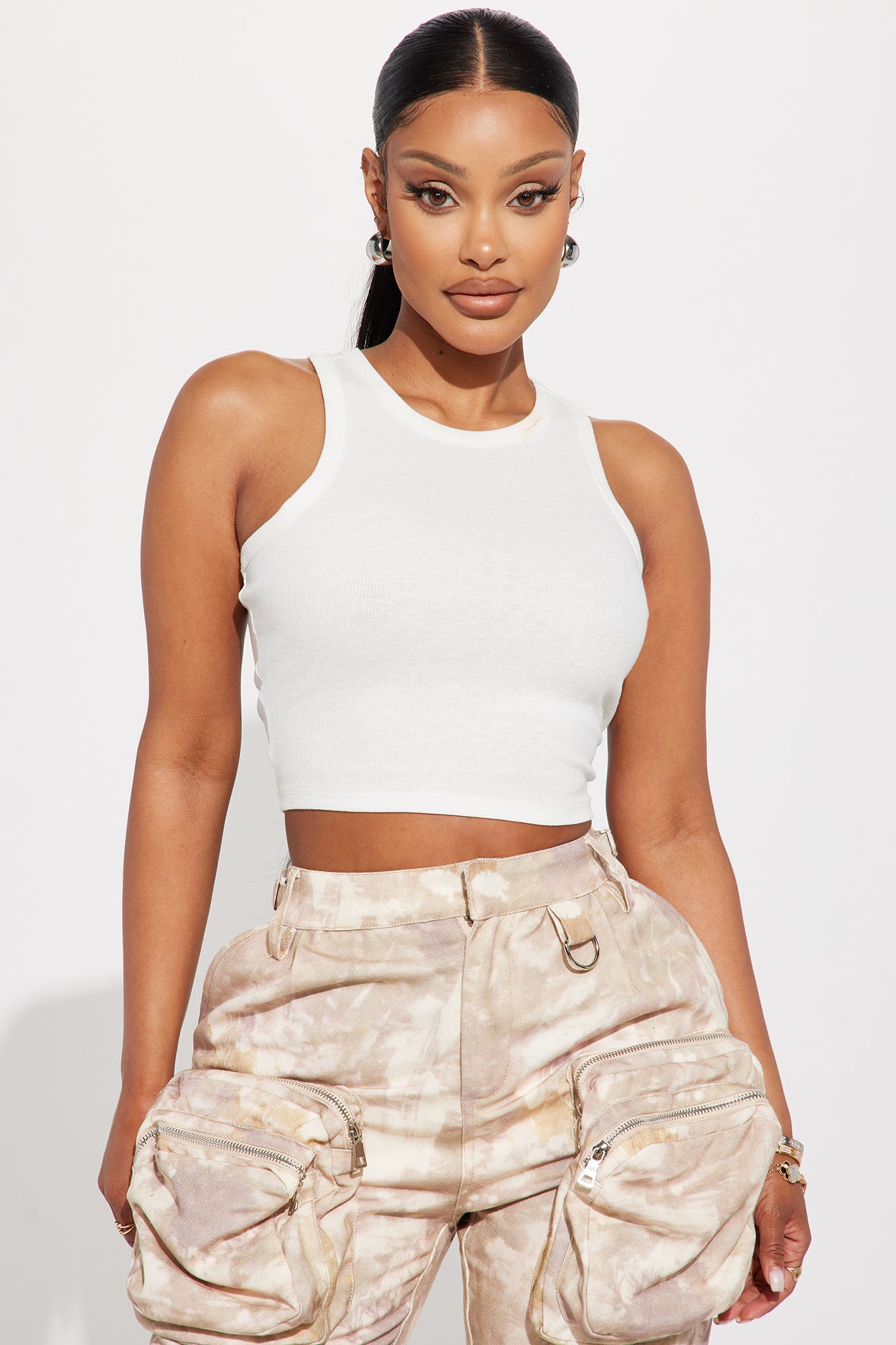 Cara Ribbed Tank - White