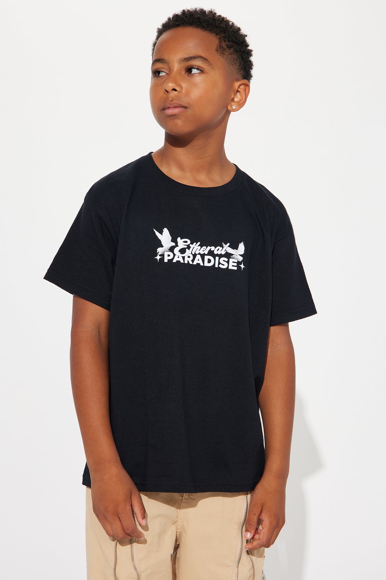 Mini Etheral Paradise Puff Print Short Sleeve Tee - Black