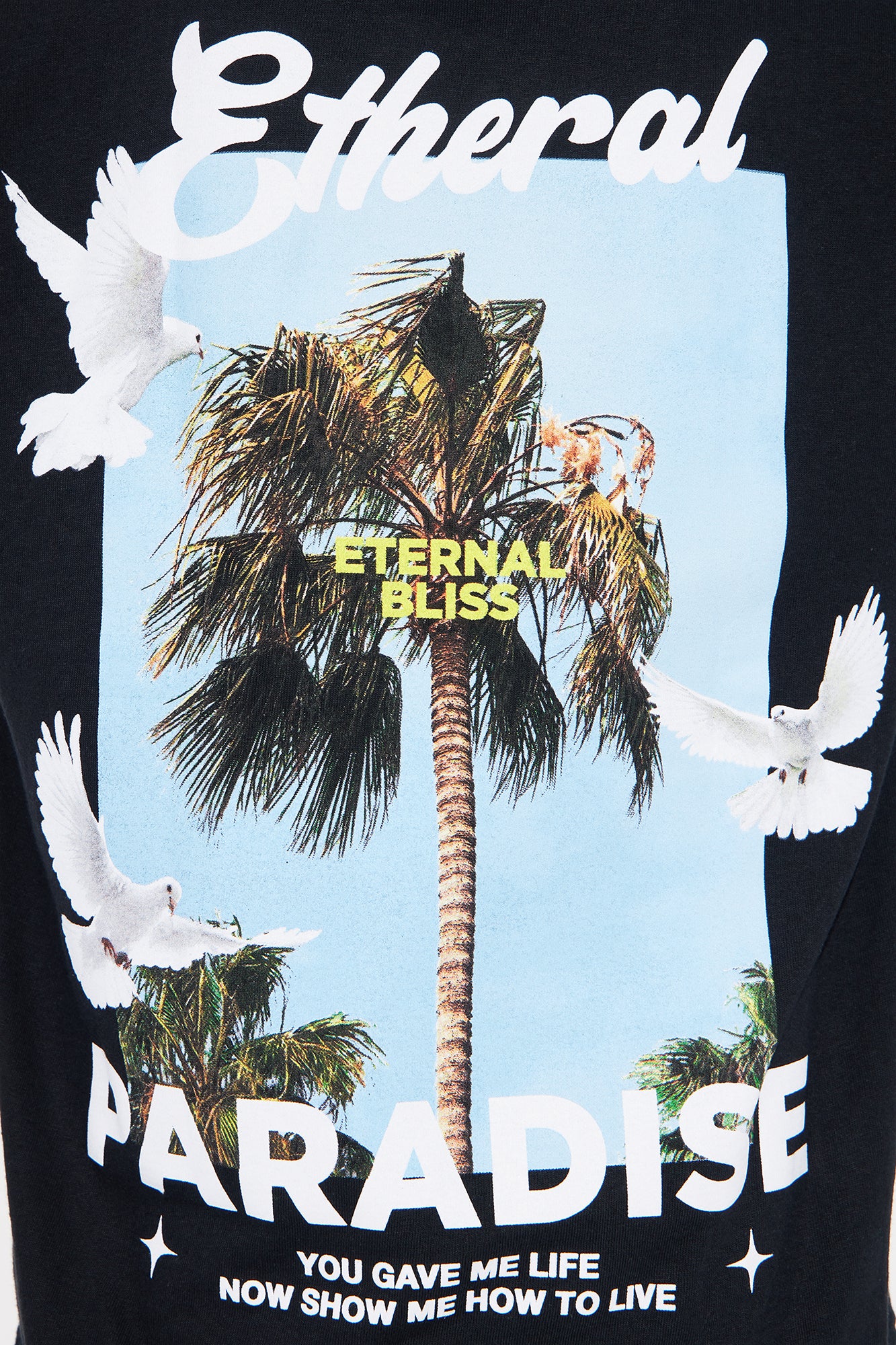 Mini Etheral Paradise Puff Print Short Sleeve Tee - Black