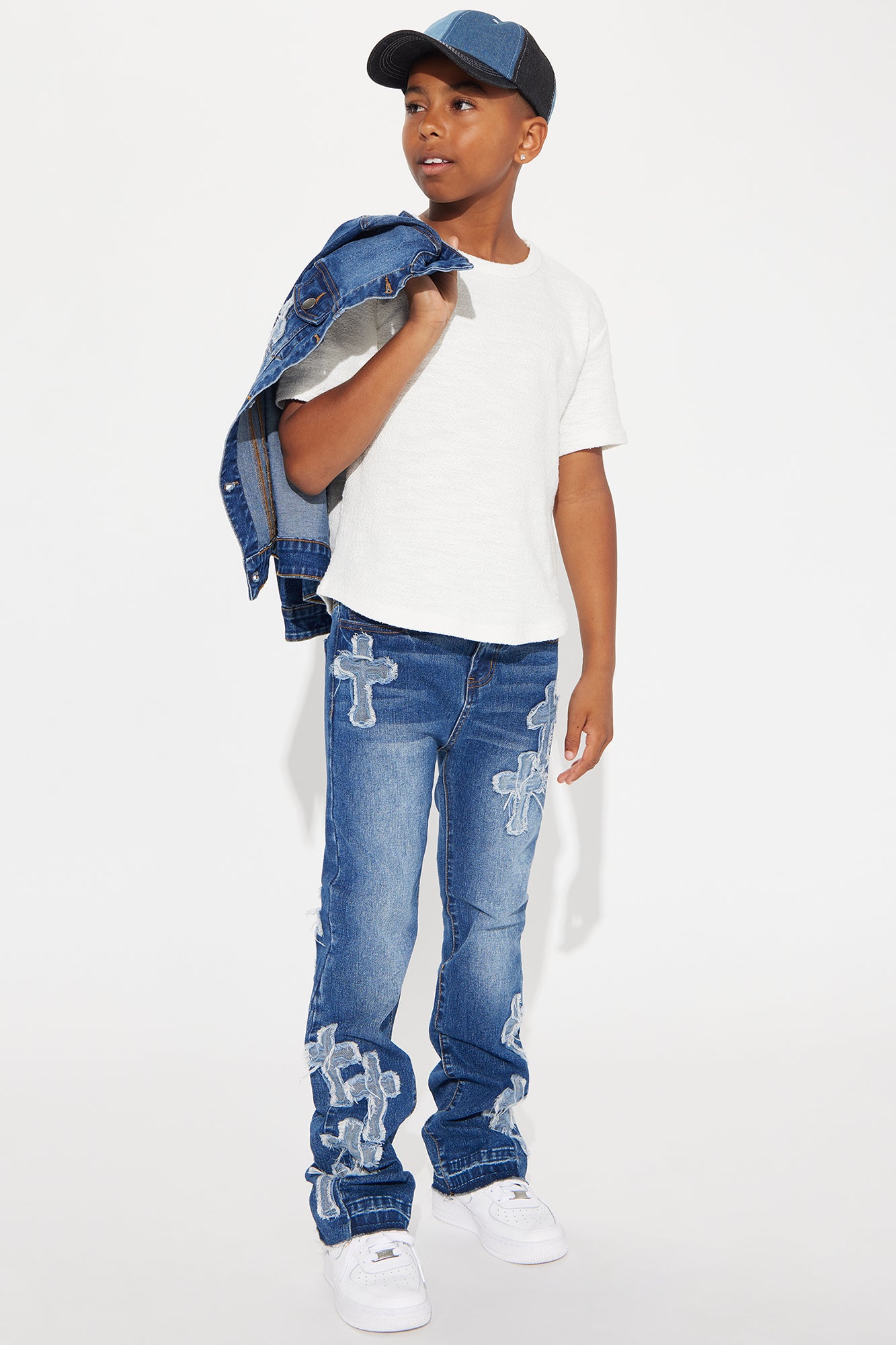 Mini Do I Ever Cross Your Mind Stacked Flare Jean - Medium Wash