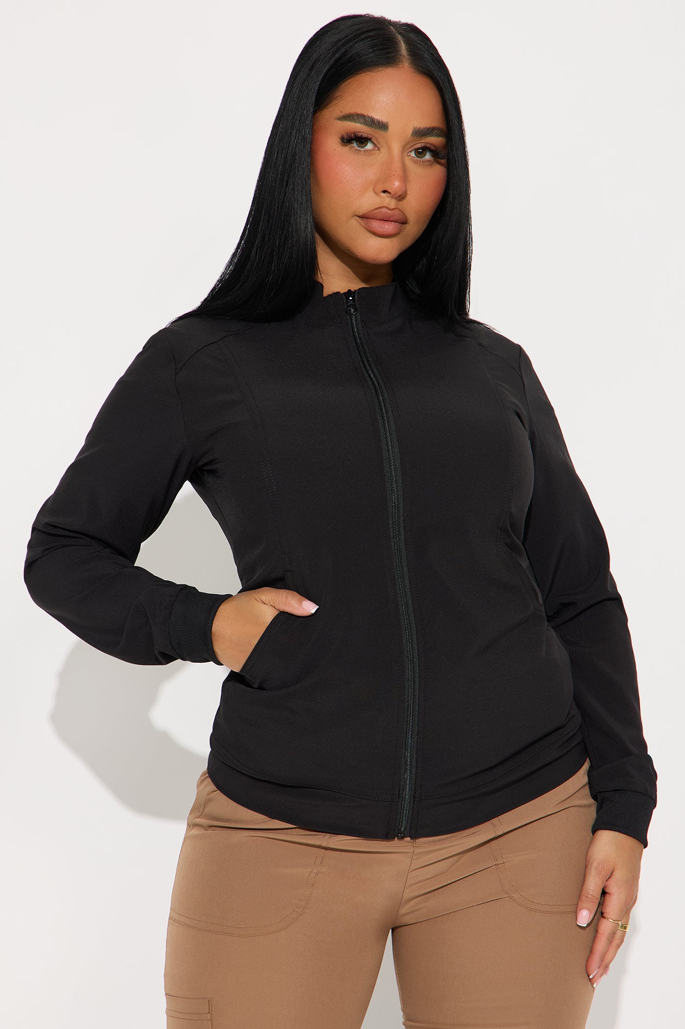 On The Daily Scrub Uniform Zip Up Jacket - Black
