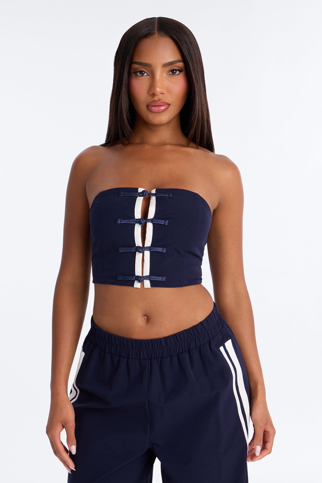 It Girl Windbreaker Wide Leg Pant Set - Navy