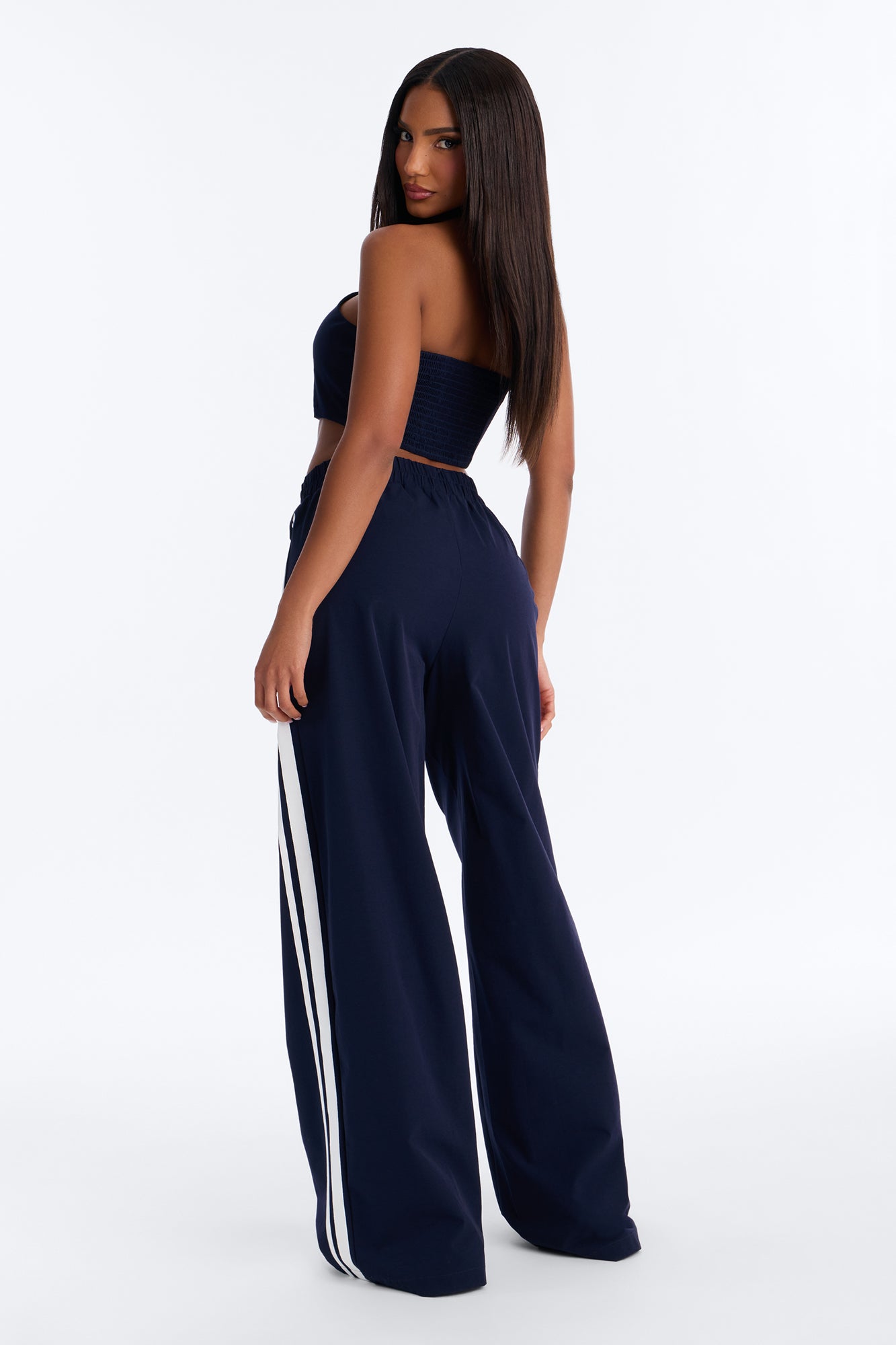 It Girl Windbreaker Wide Leg Pant Set - Navy