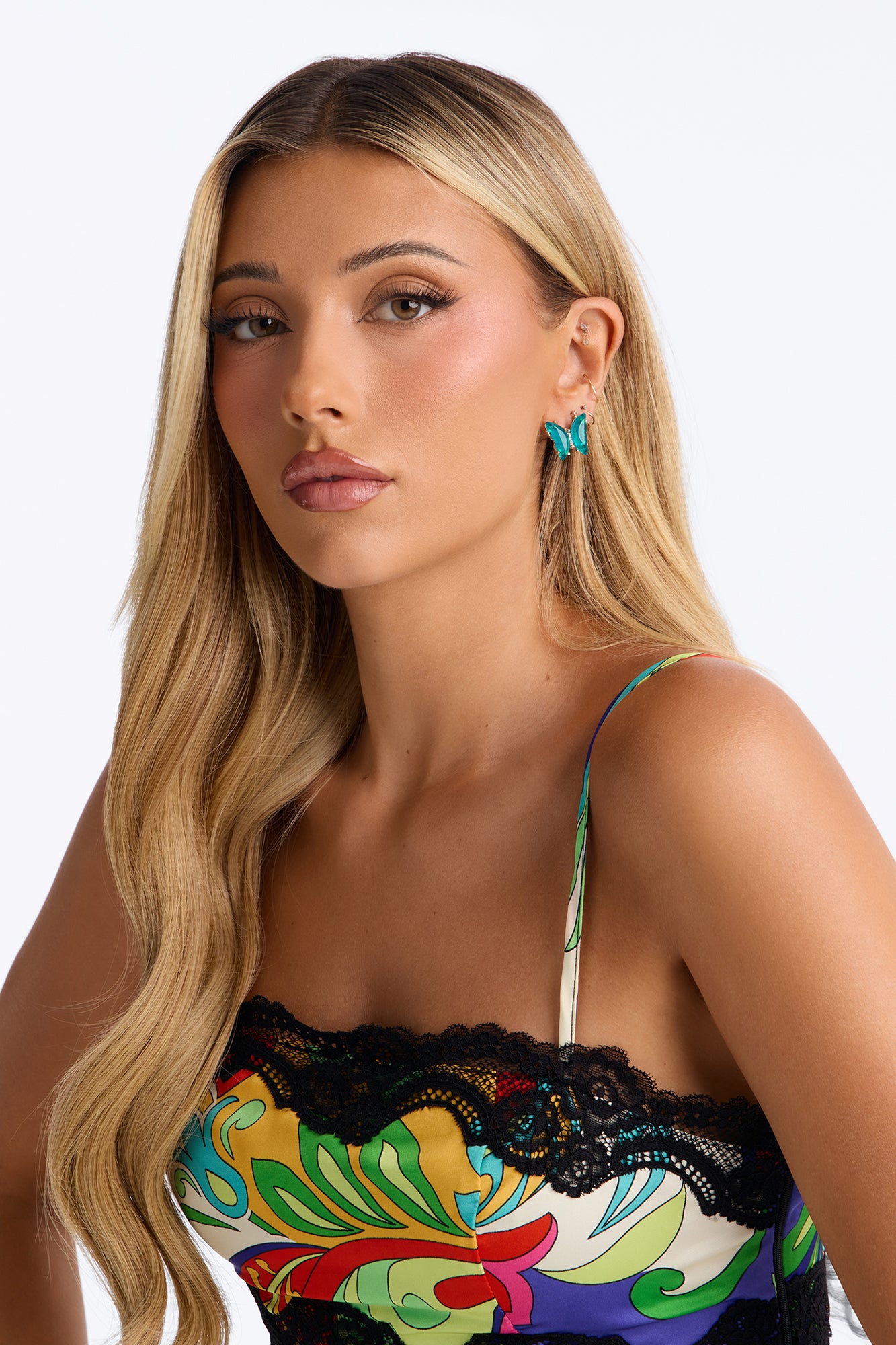 Flutter Away Stud Earrings - Teal