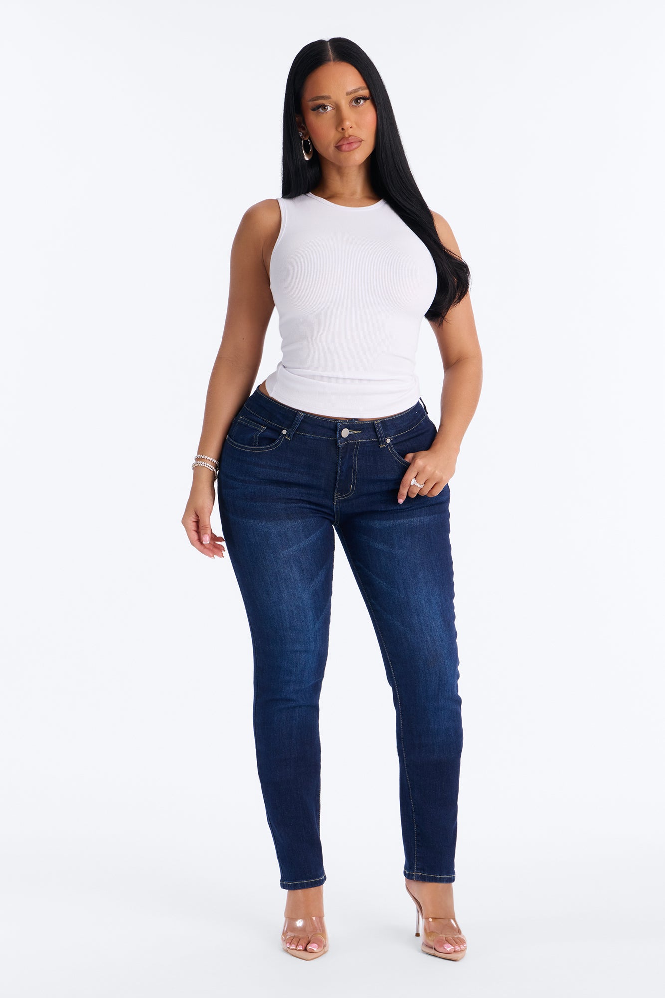 Never Settle High Rise Everyday Stretch Skinny Jeans - Dark Wash