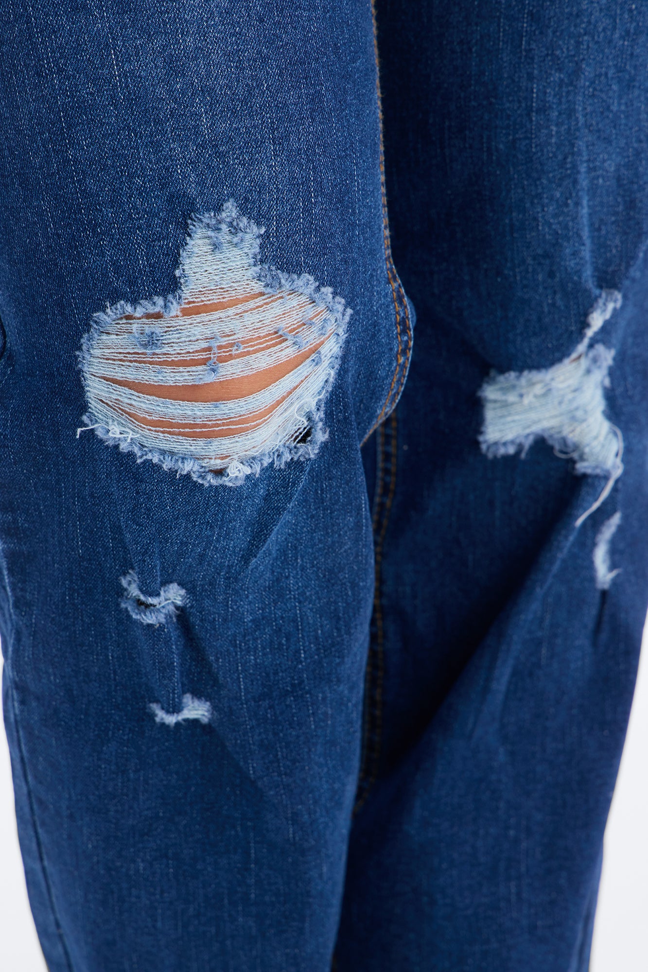 Beneath It All Ripped Ankle Straight Leg Jeans - Dark Wash