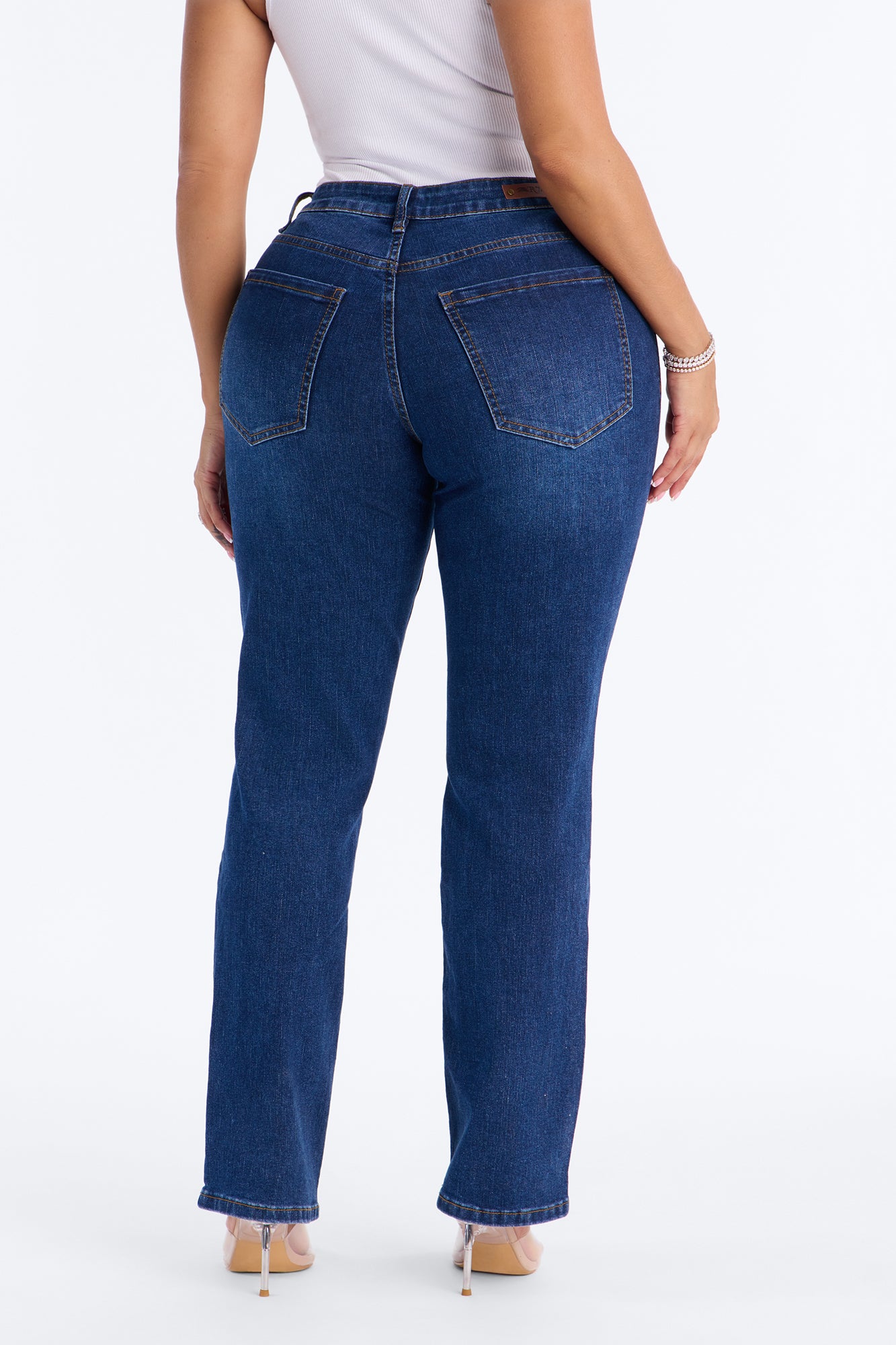 Beneath It All Ripped Ankle Straight Leg Jeans - Dark Wash
