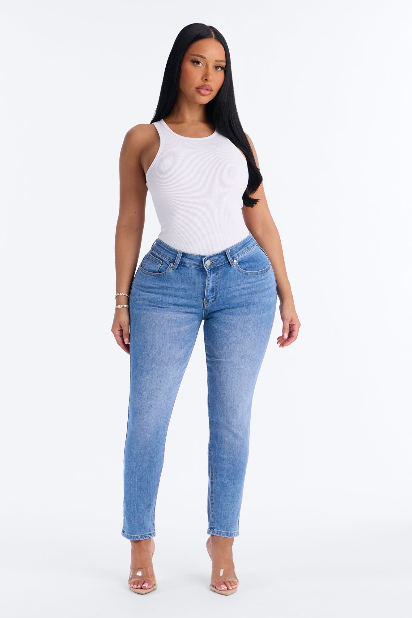 Never Settle High Rise Everyday Stretch Skinny Jeans - Light Blue Wash