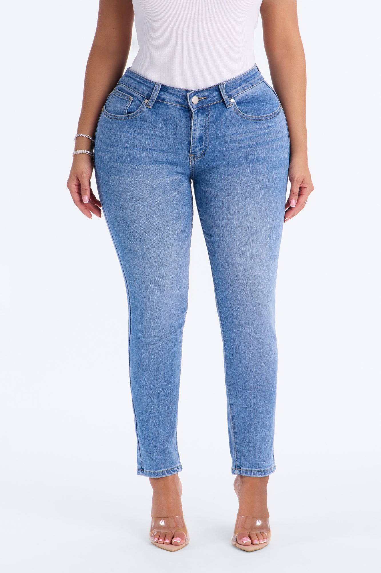 Never Settle High Rise Everyday Stretch Skinny Jeans - Light Blue Wash