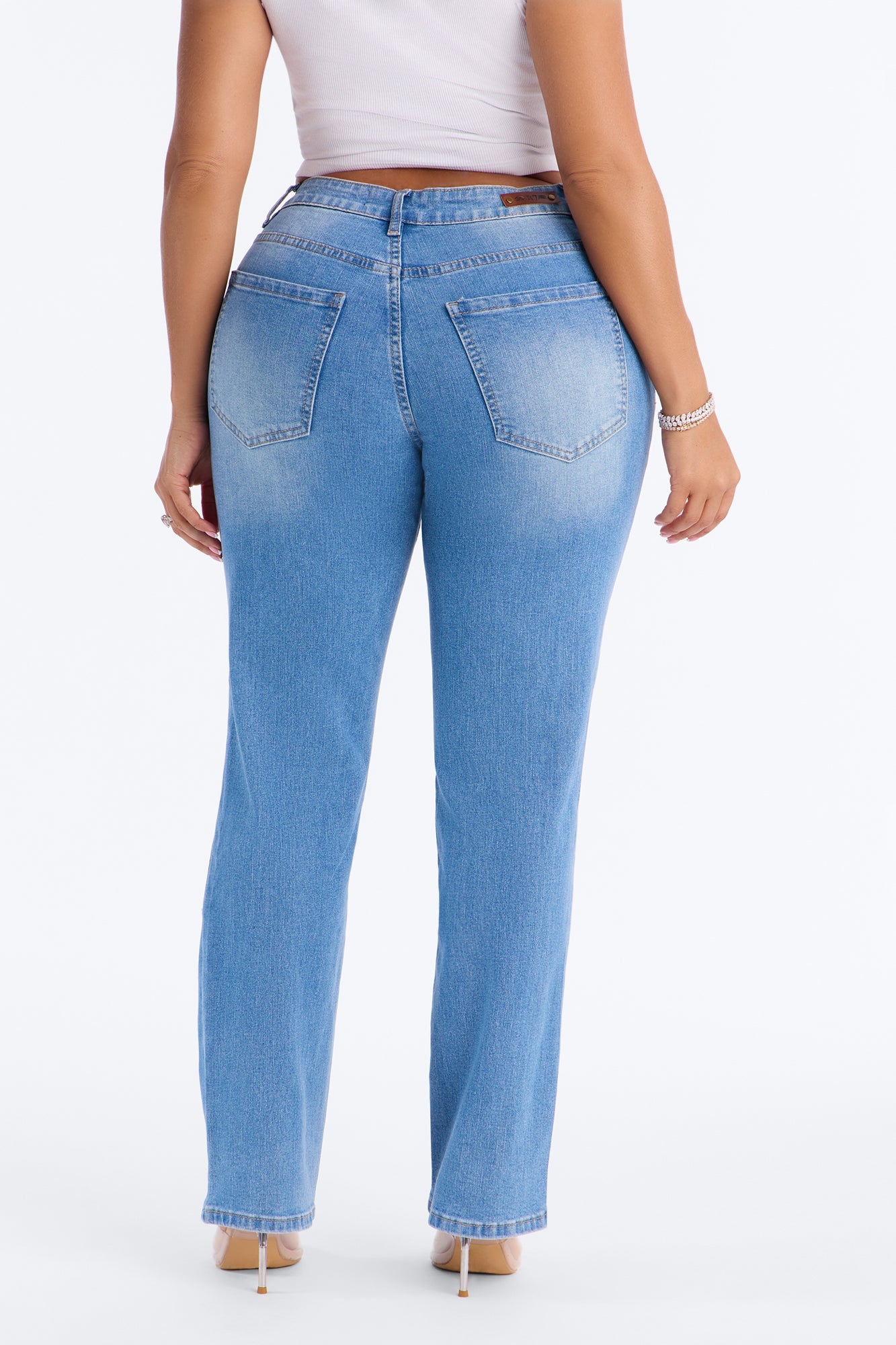 Beneath It All Ripped Ankle Straight Leg Jeans - Light Wash