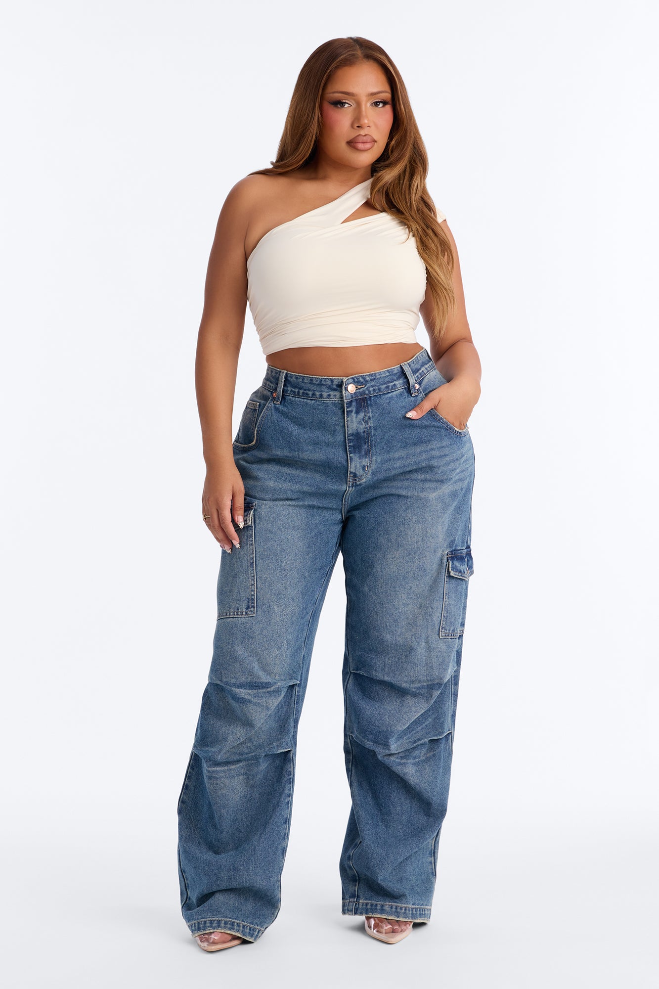 Rosarito Tinted Cargo Jeans - Medium Wash