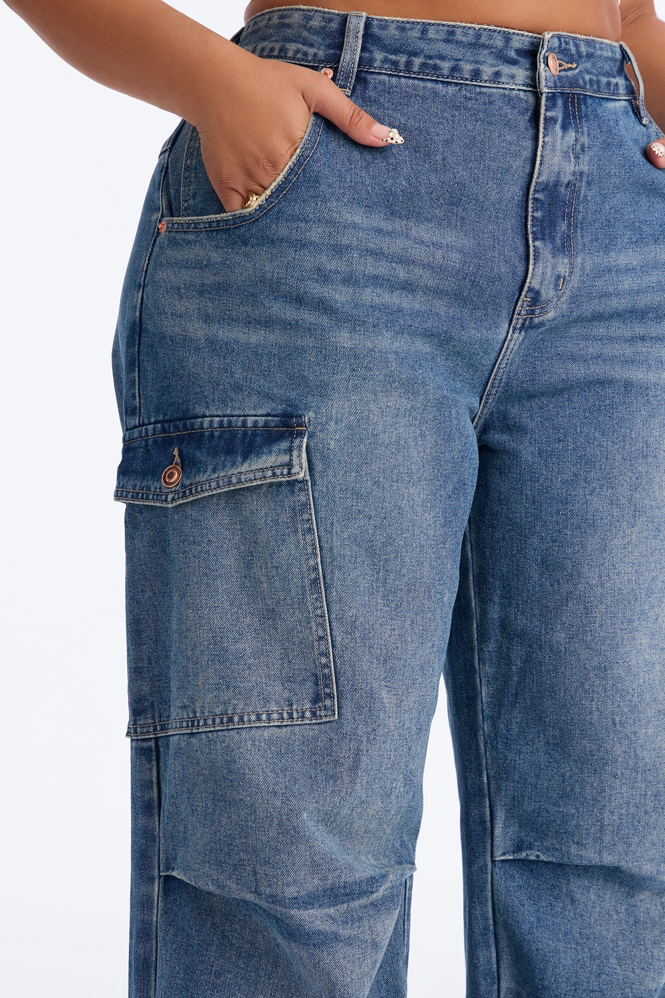 Rosarito Tinted Cargo Jeans - Medium Wash